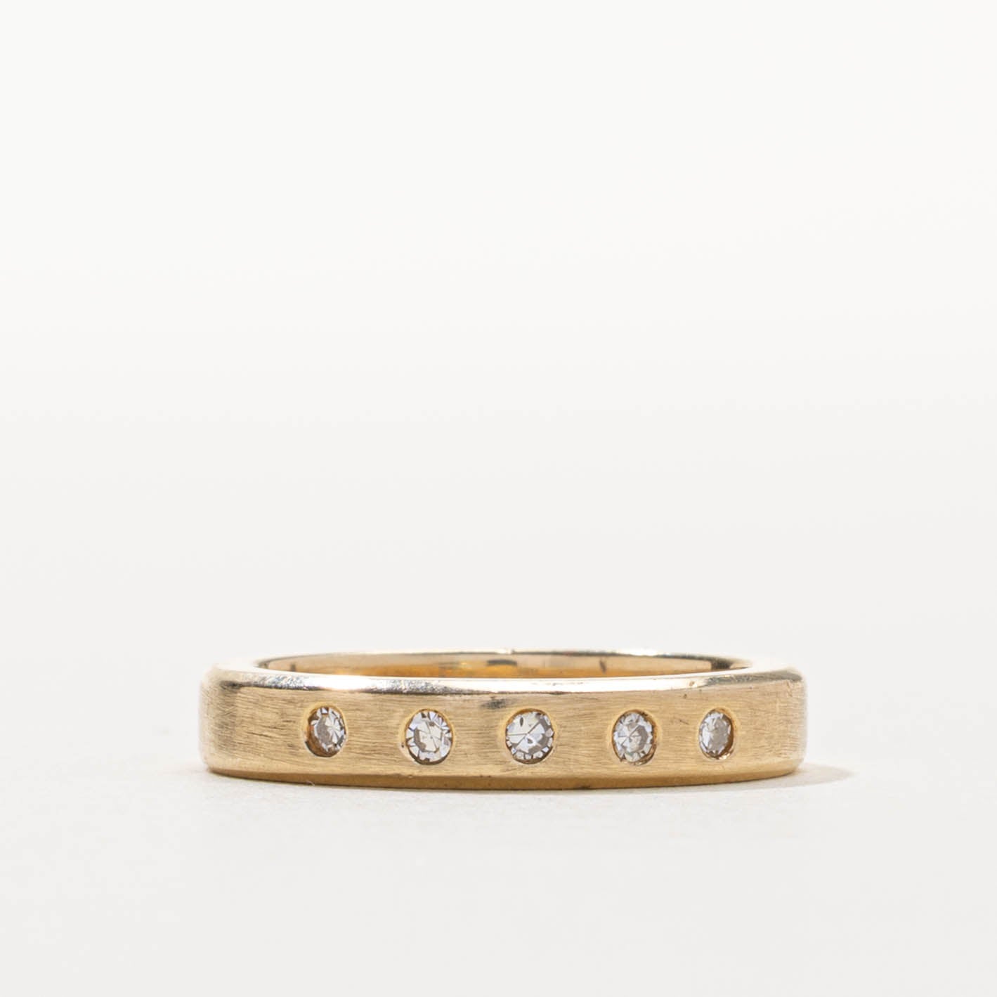 14k Five Stone Diamond Textured Band | 3.45mm | SZ 5.25