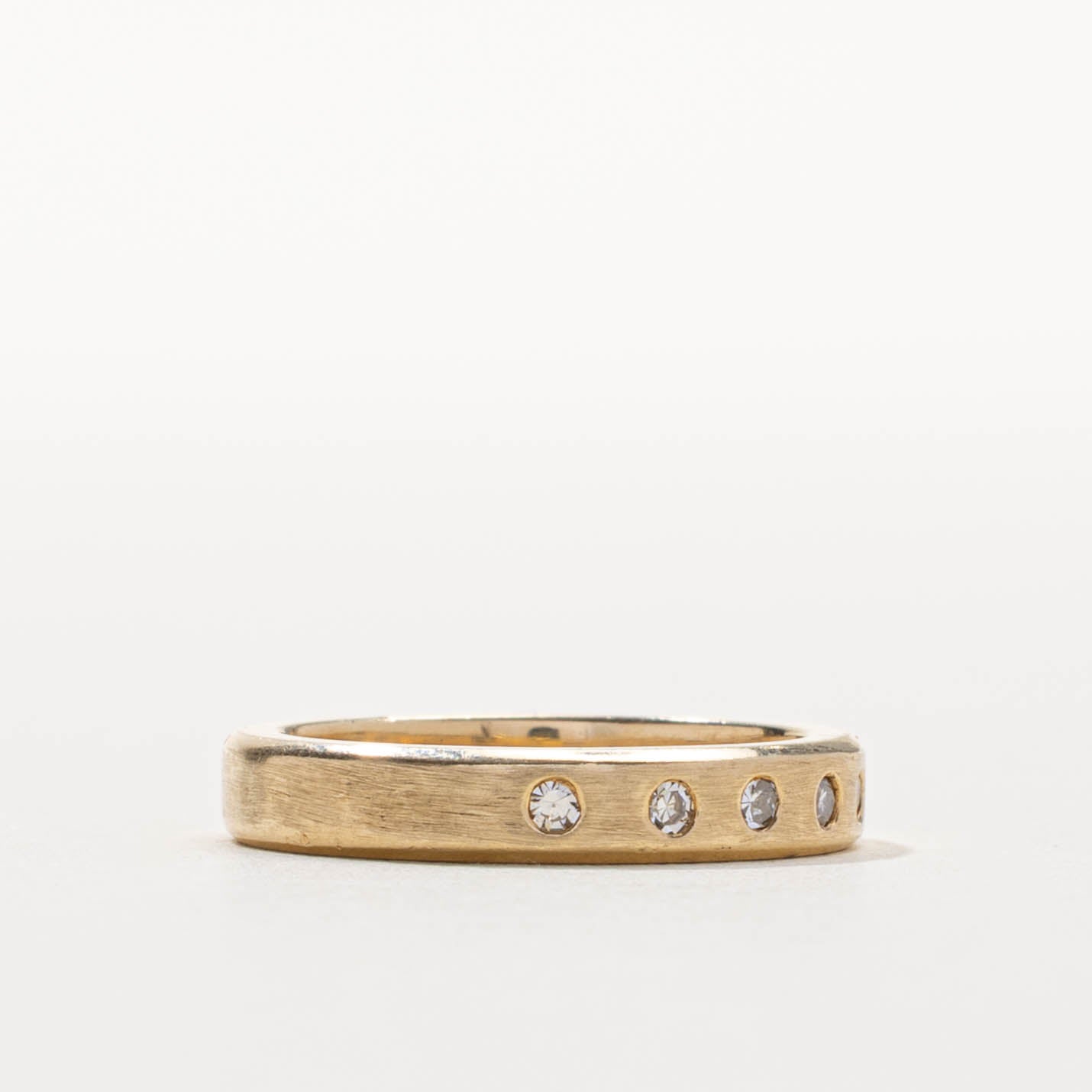 14k Five Stone Diamond Textured Band | 3.45mm | SZ 5.25