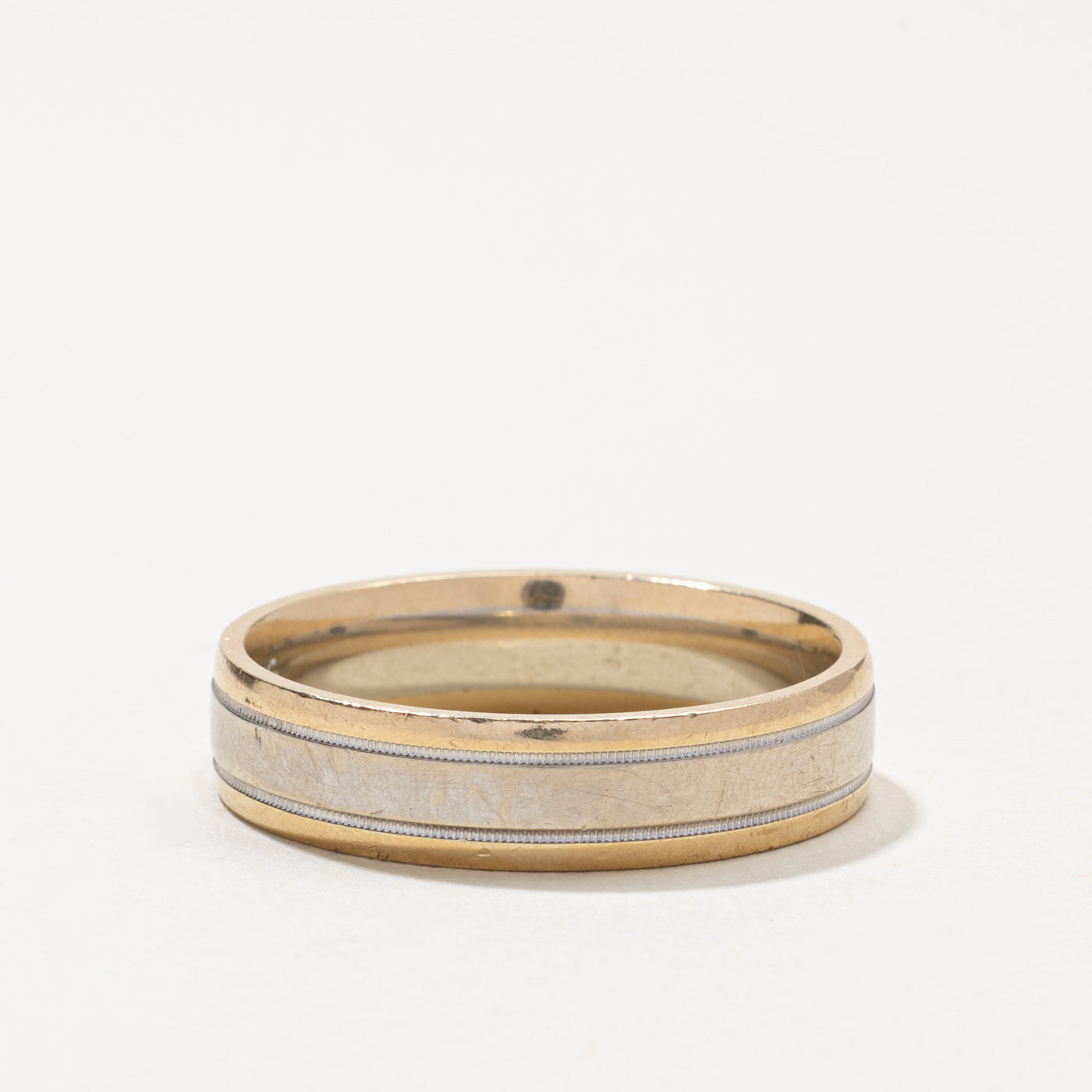 14k Two Tone Gold Milgrain Band | 5.95mm | SZ 13.25