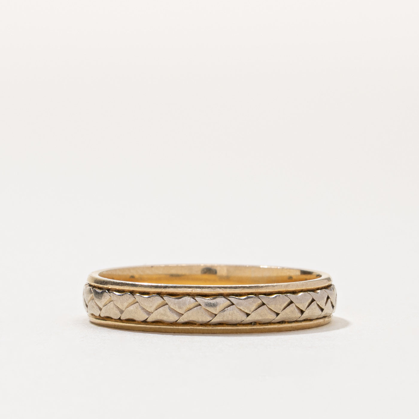 14k Two Tone Woven Design Band | 3.90mm | SZ 7
