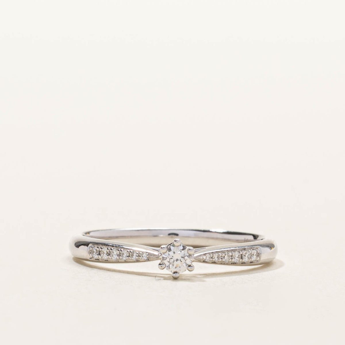 14k Six Prong Diamond Reverse Tapered Ring | SZ 7