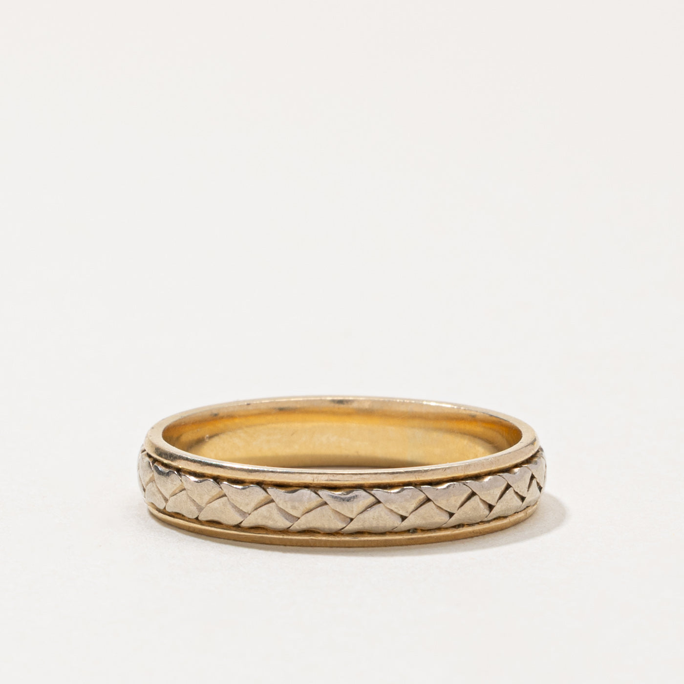 14k Two Tone Woven Design Band | 3.90mm | SZ 7