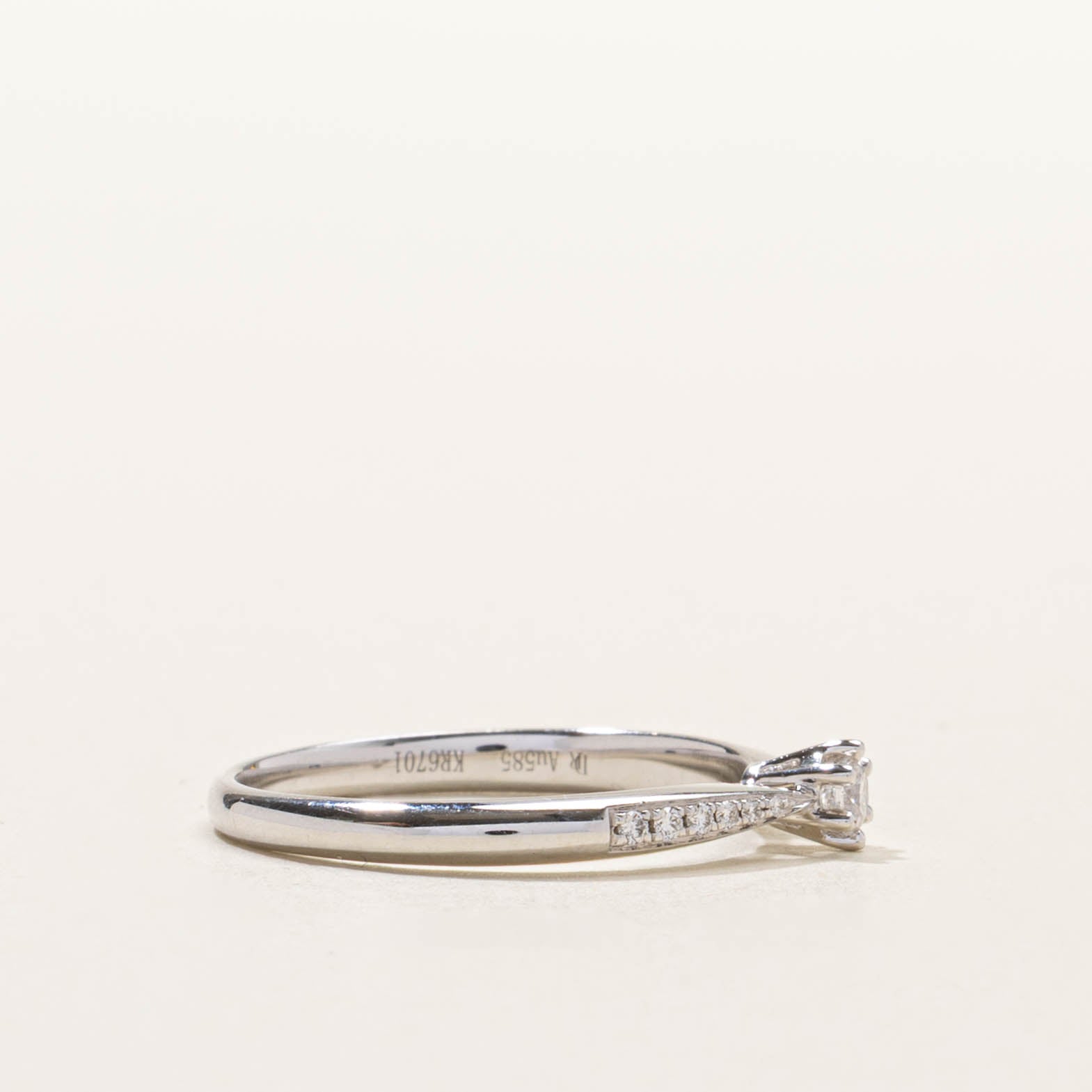 14k Six Prong Diamond Reverse Tapered Ring | SZ 7