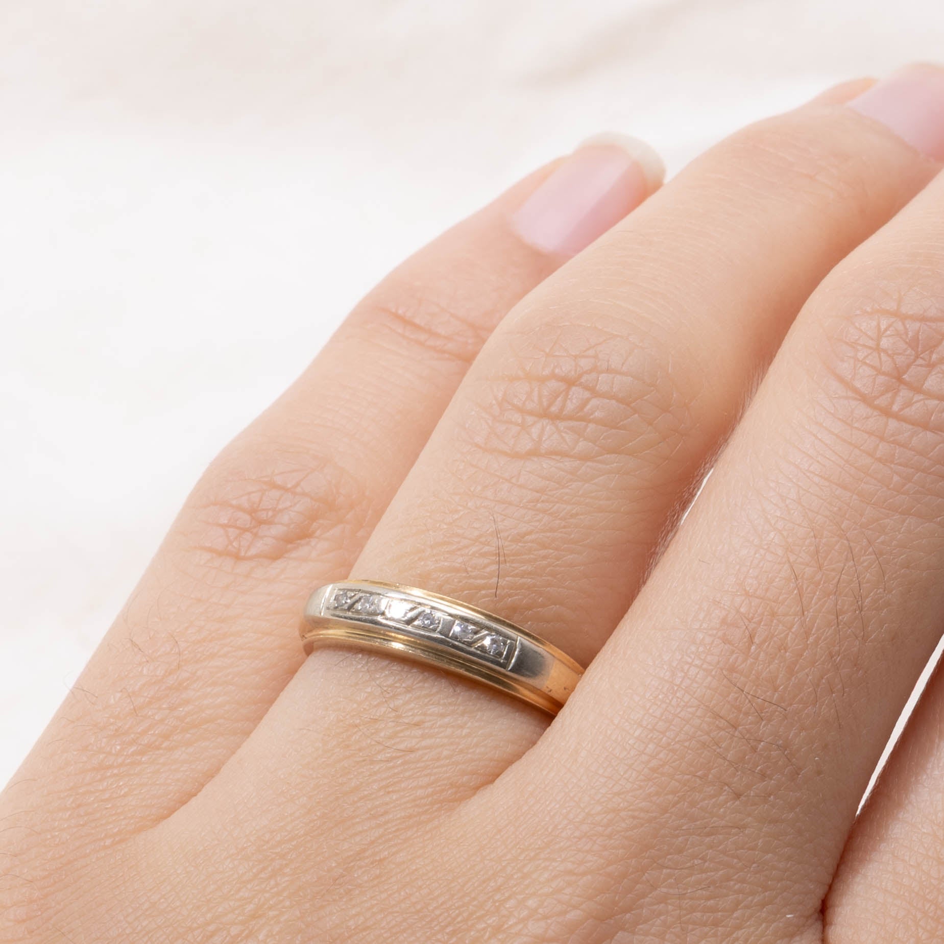14k Two Tone Diamond Band | SZ 6.25