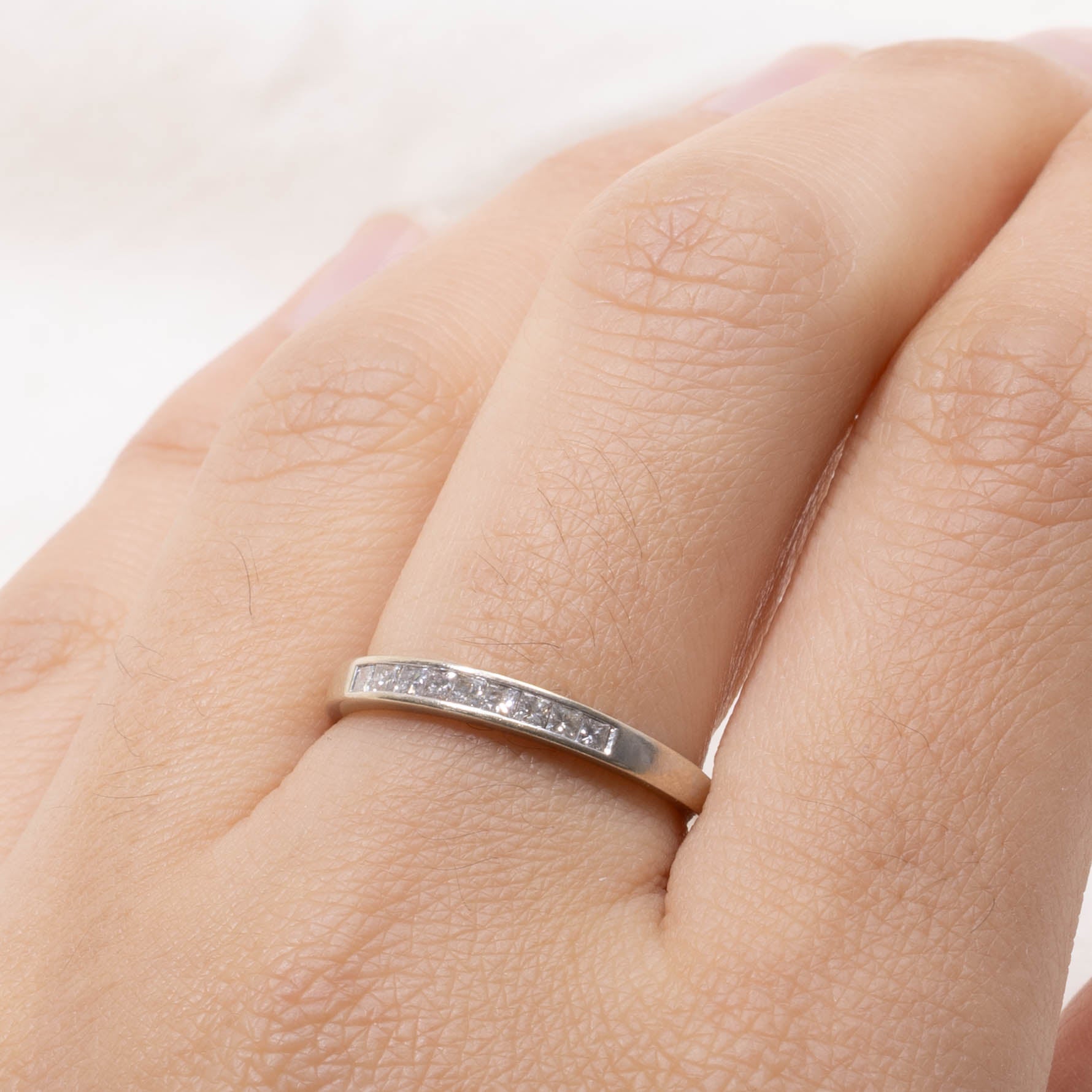 14k Semi-Eternity Princess Cut Diamond Ring | SZ 7.75
