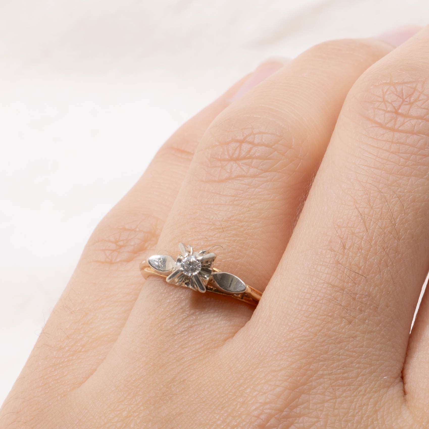 14k Two Tone Illusion Set Diamond Ring | SZ 5.75