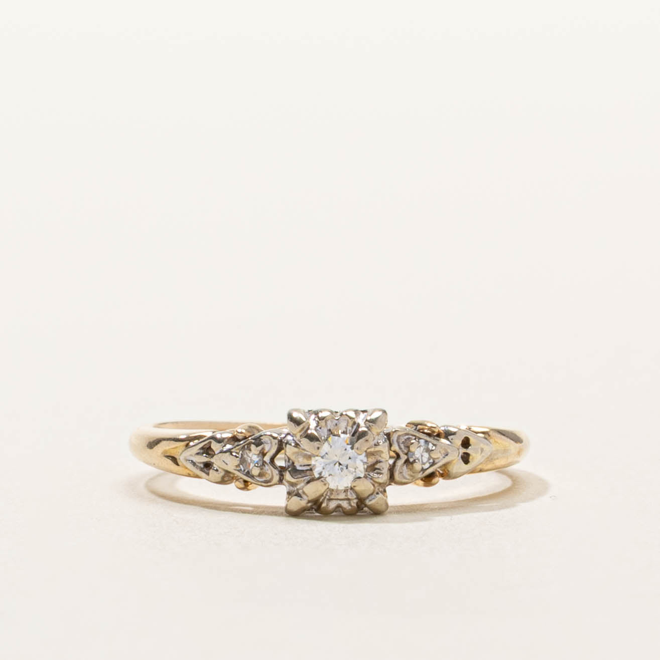 14k Two Tone Illusion Set Diamond Ring | SZ 6