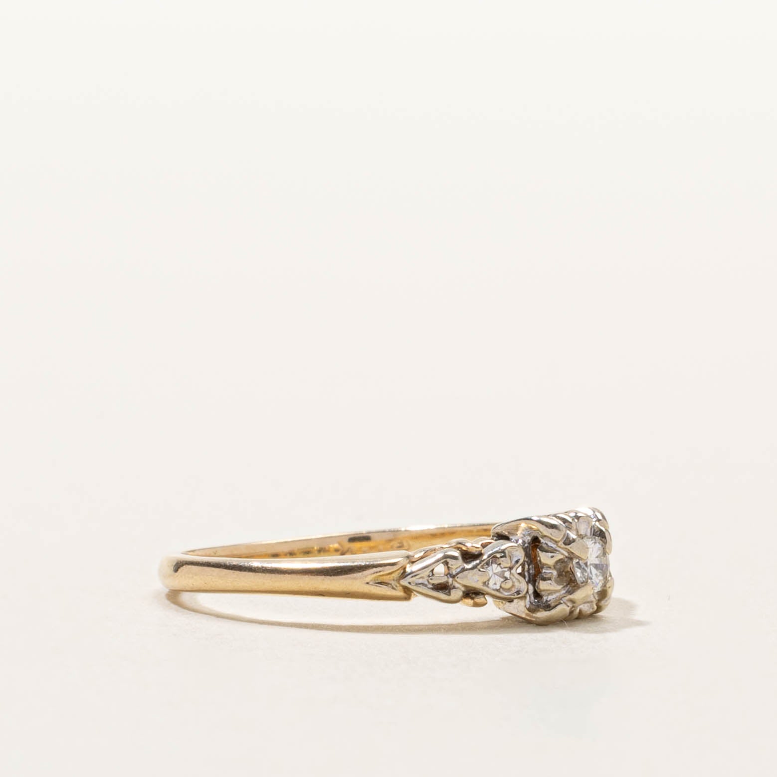 14k Two Tone Illusion Set Diamond Ring | SZ 6