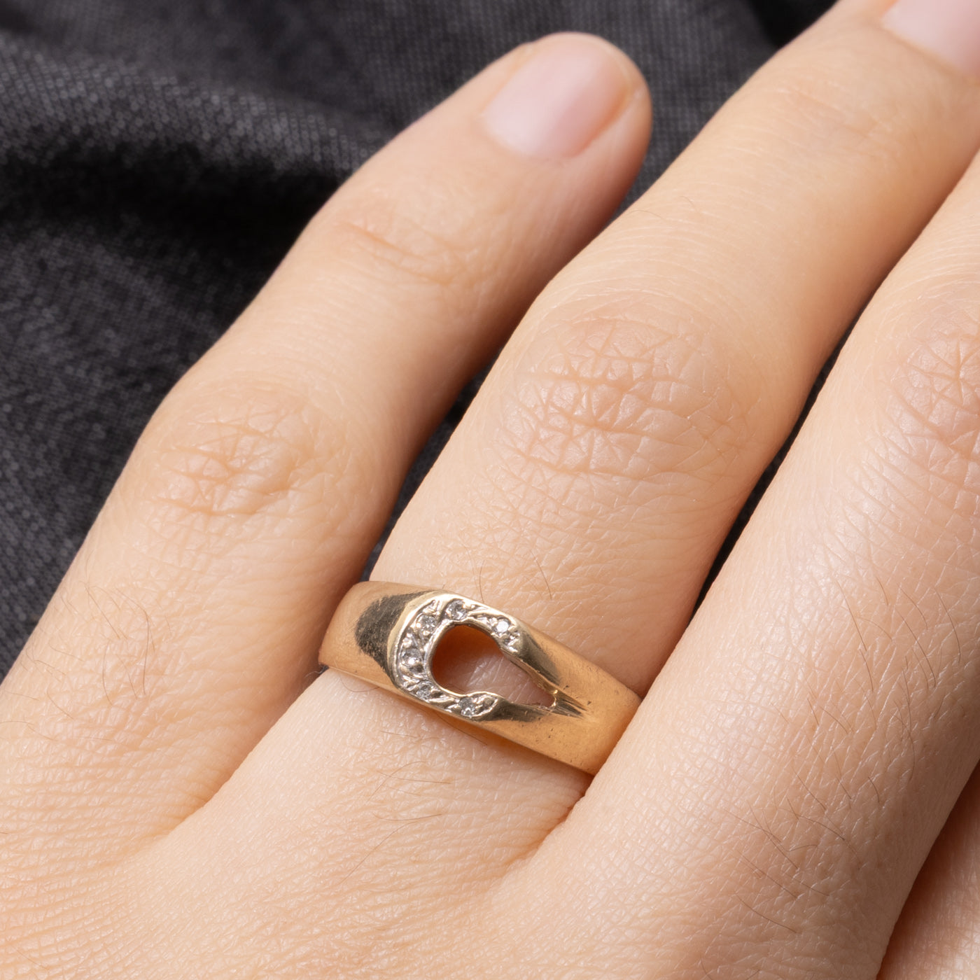 10k Diamond "C" Initial Ring | SZ 5.5