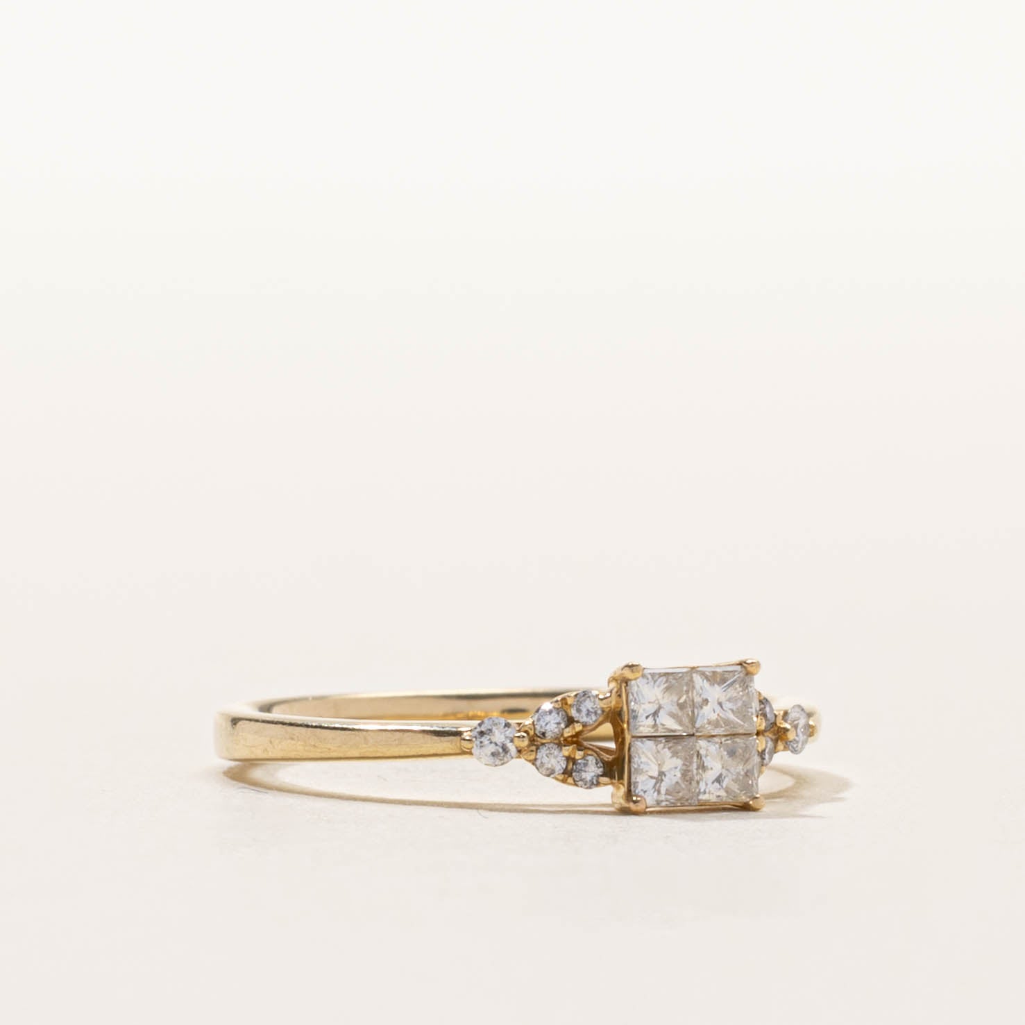 10k Princess Cut Diamond Cathedral Ring | SZ 7