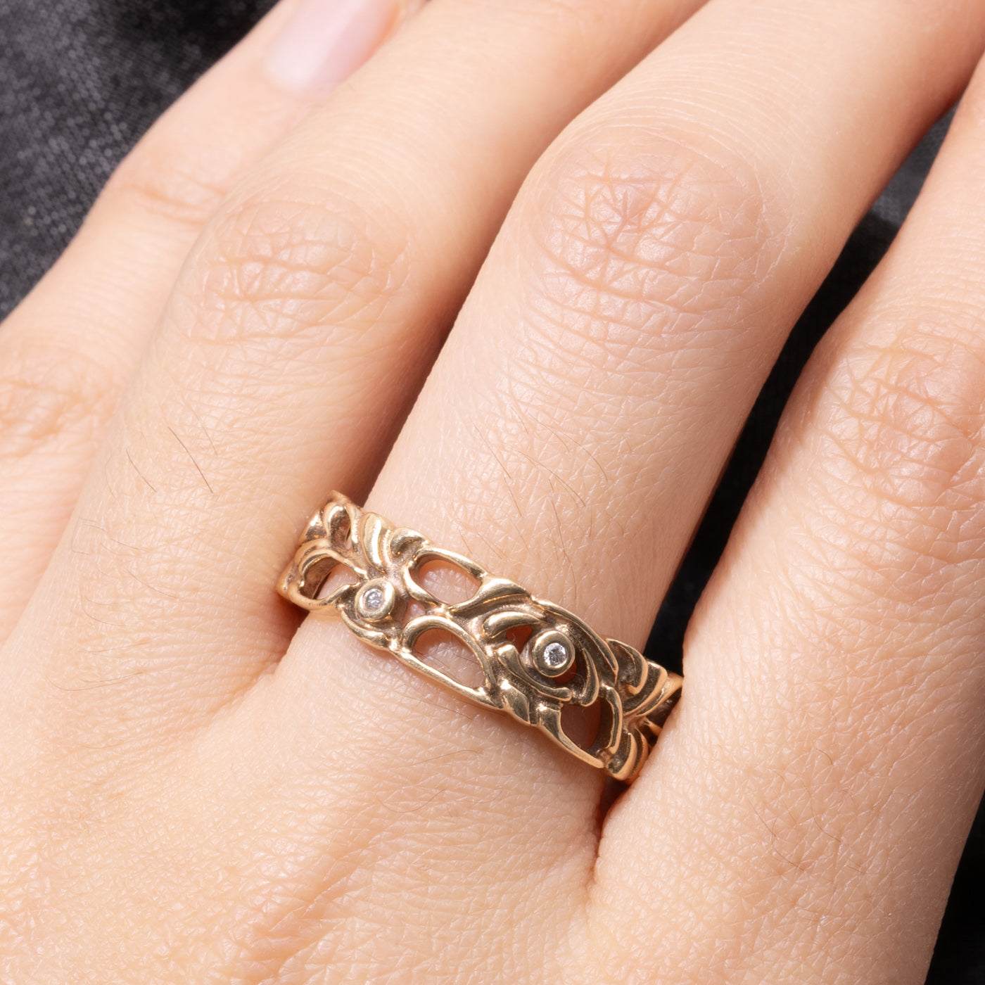 14k Diamond Floral Openwork Band | 7.25mm | SZ 11.25