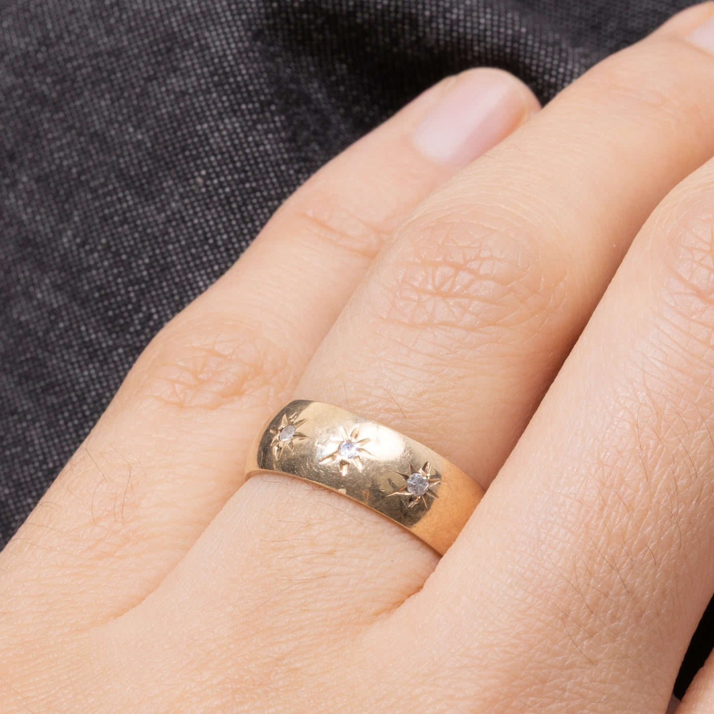 10k Three Stone Star Set Diamond Band | 6.00mm | SZ 6