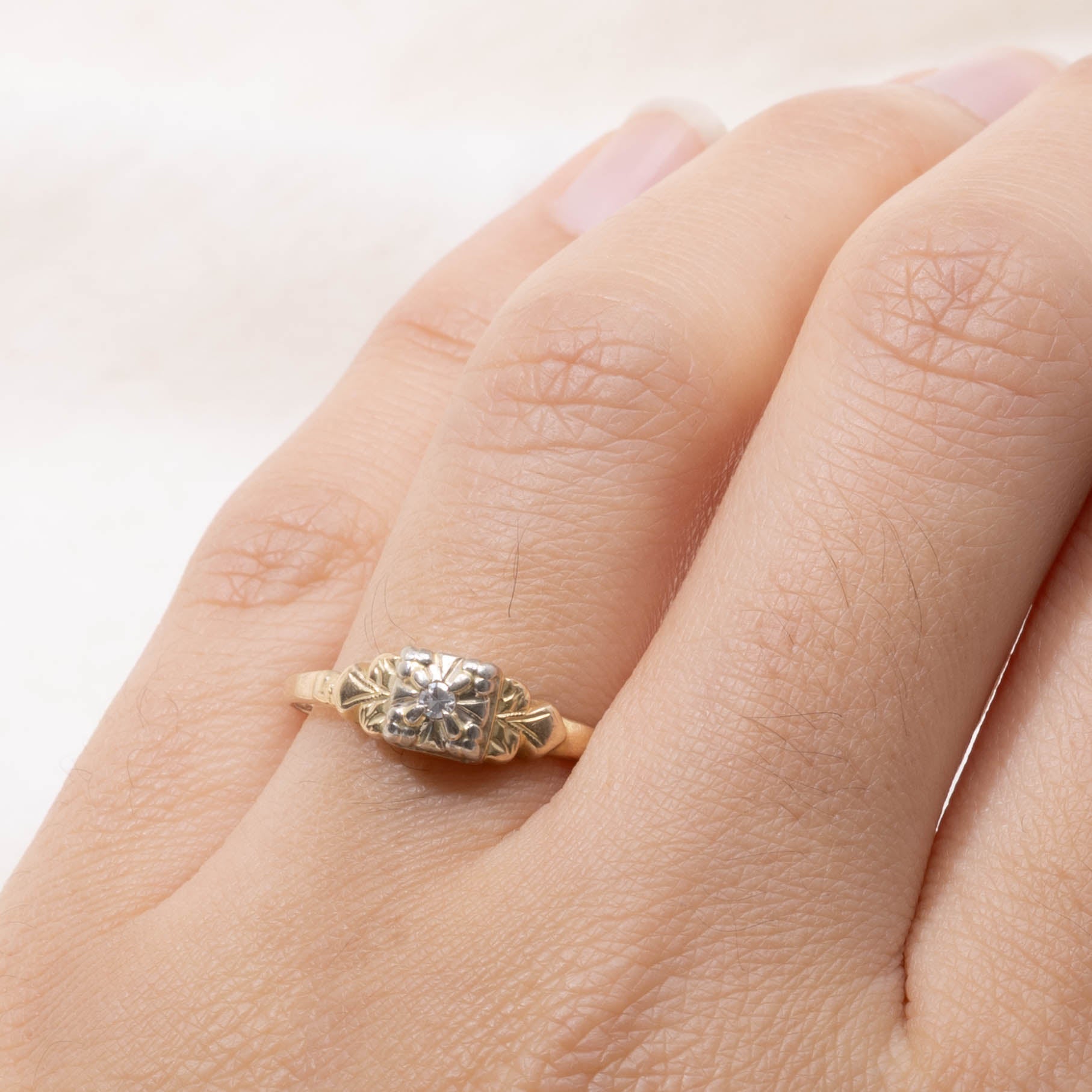 14k Illusion Set Diamond Ornate Ring | SZ 8.5