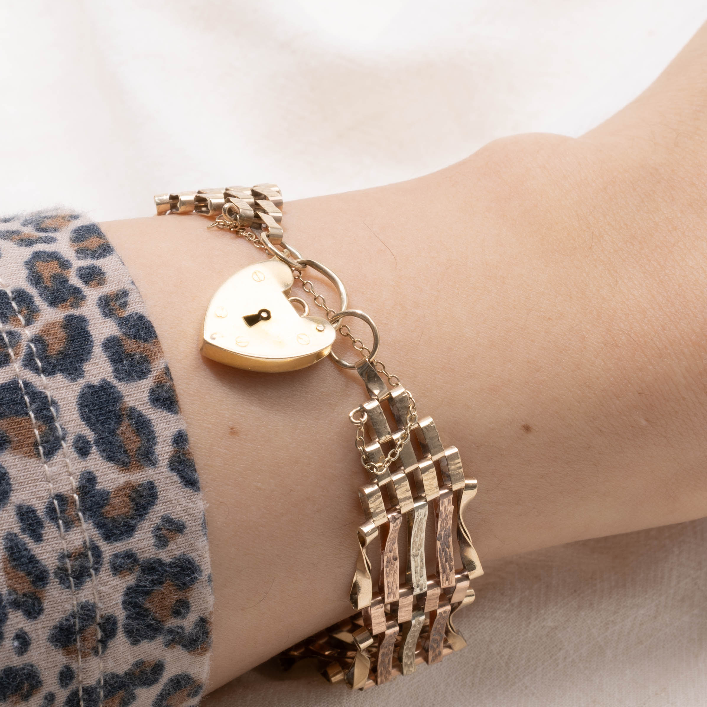 1970 London Tri Tone Heart Lock Bracelet