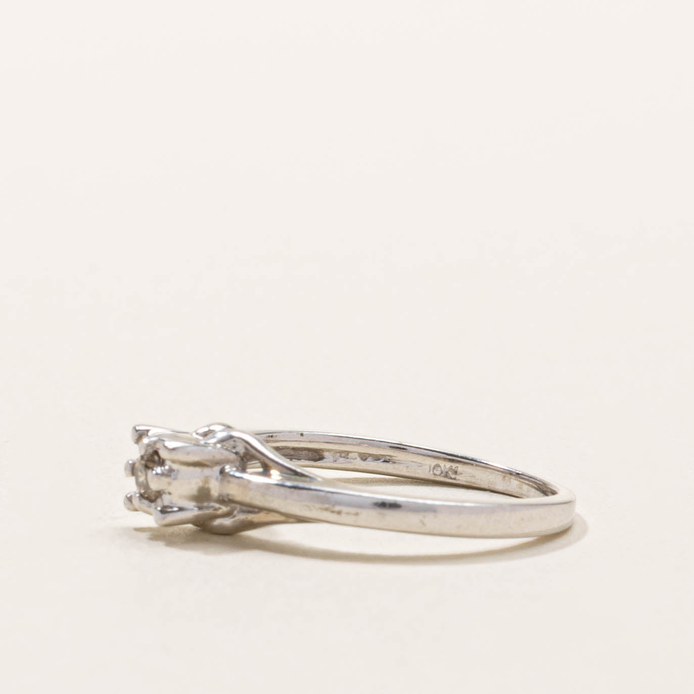 10k Solitaire Diamond Cathedral Ring | SZ 3.75