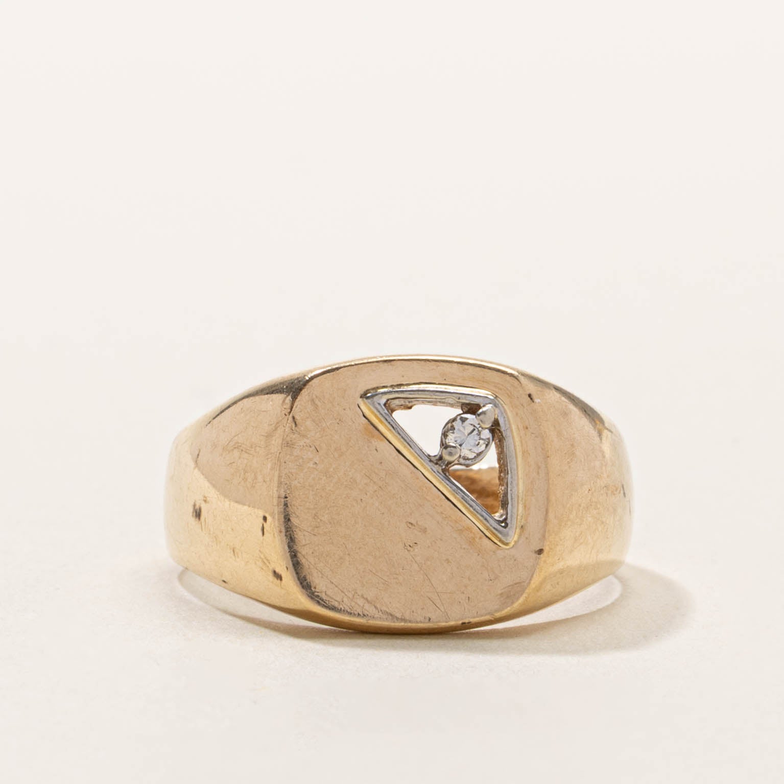 10k Diamond Openwork Signet Ring | SZ 9.25