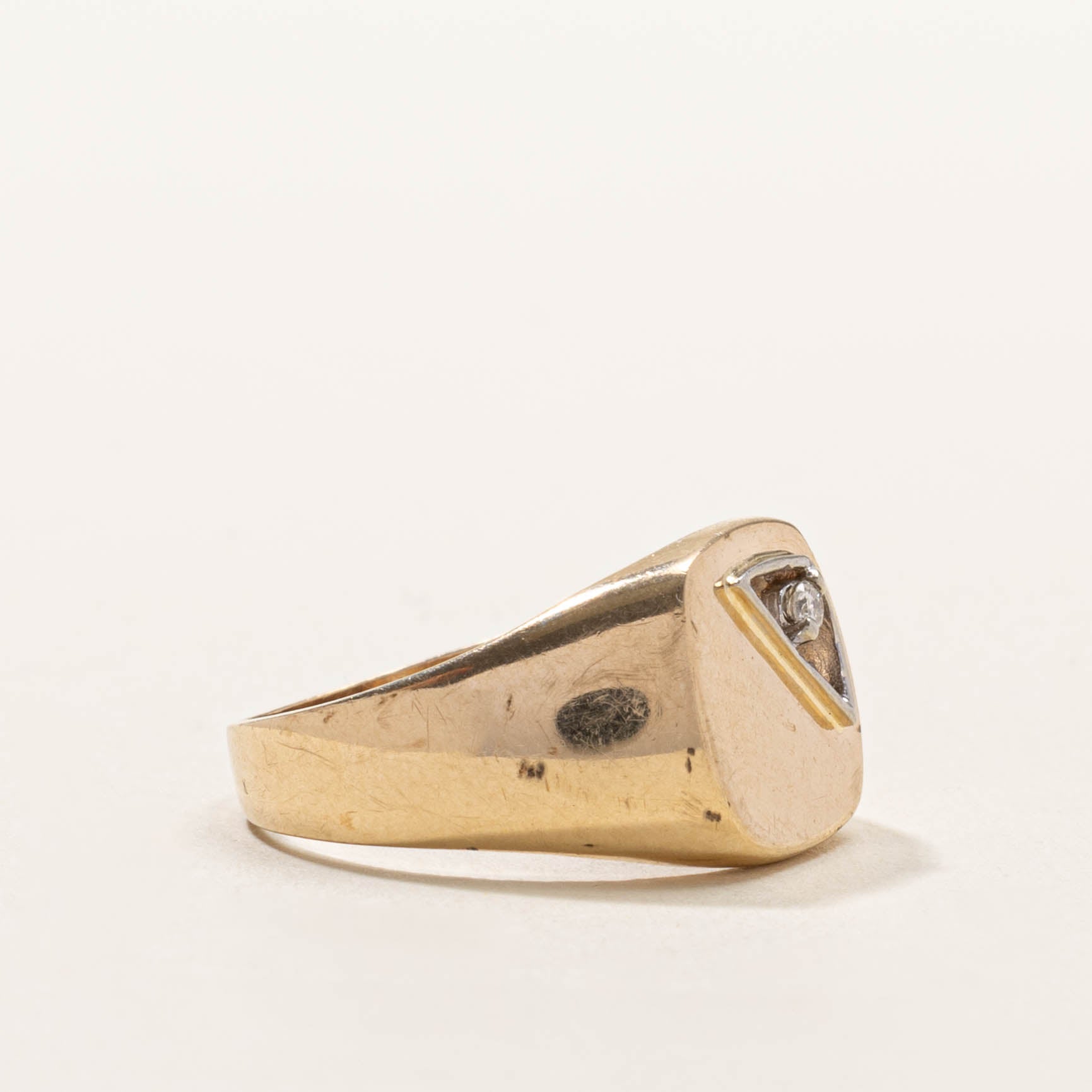 10k Diamond Openwork Signet Ring | SZ 9.25