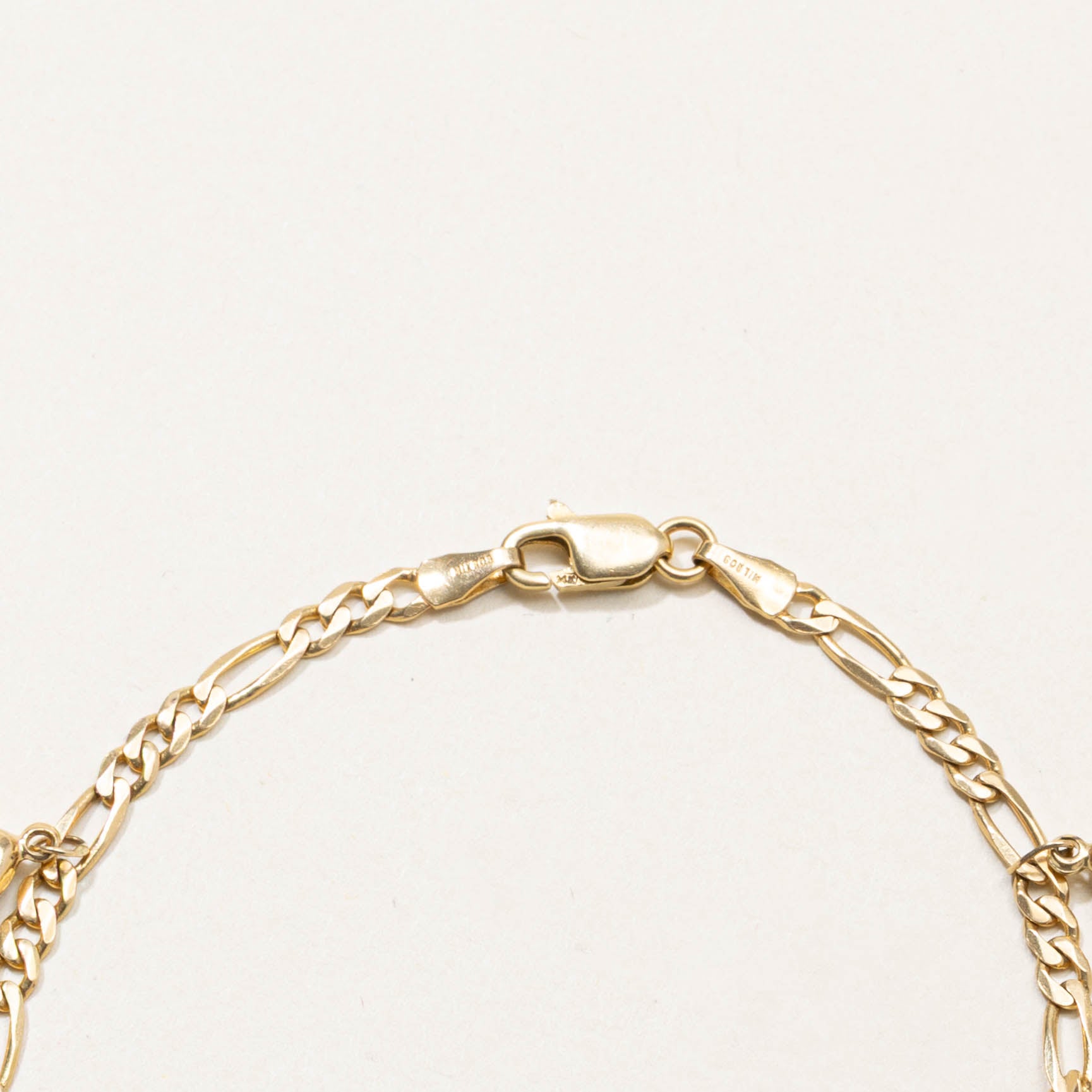 14k Snoopy Figaro Link Charm Bracelet | 7"