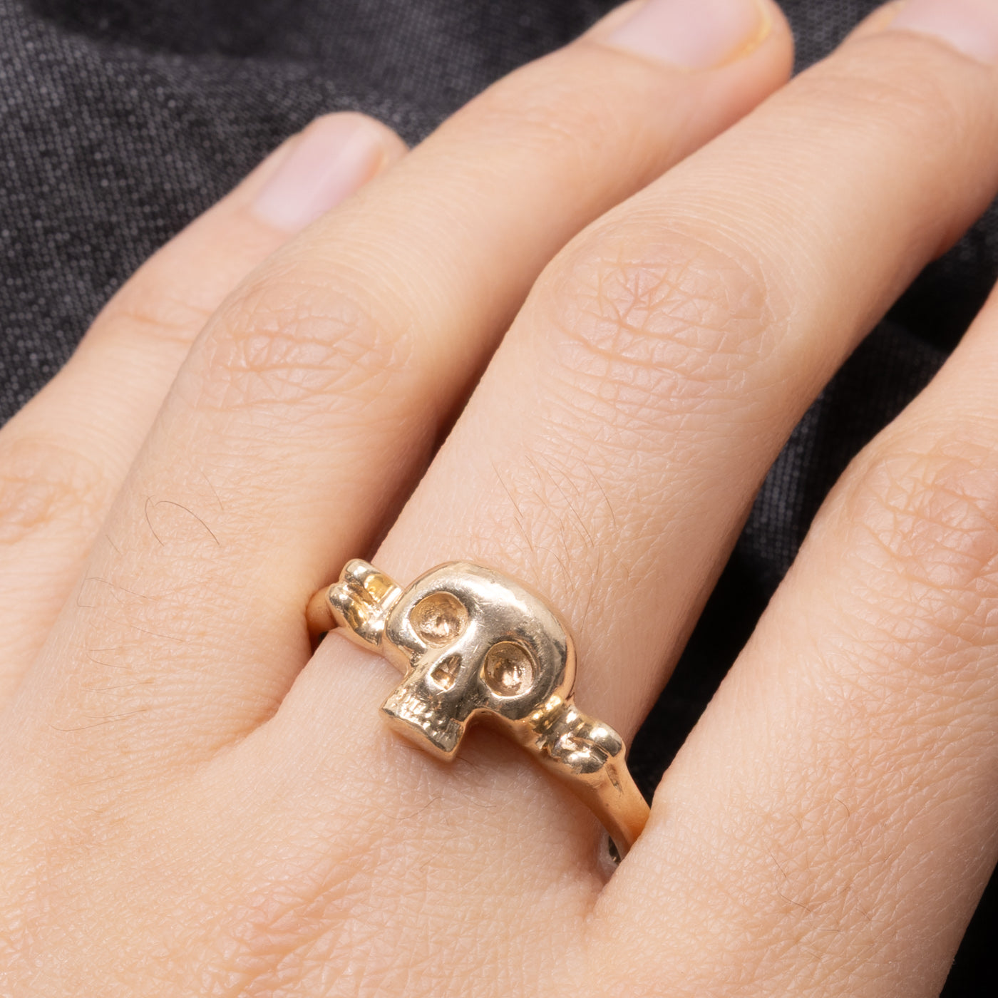 14k Yellow Gold Skull Ring | SZ 13.25