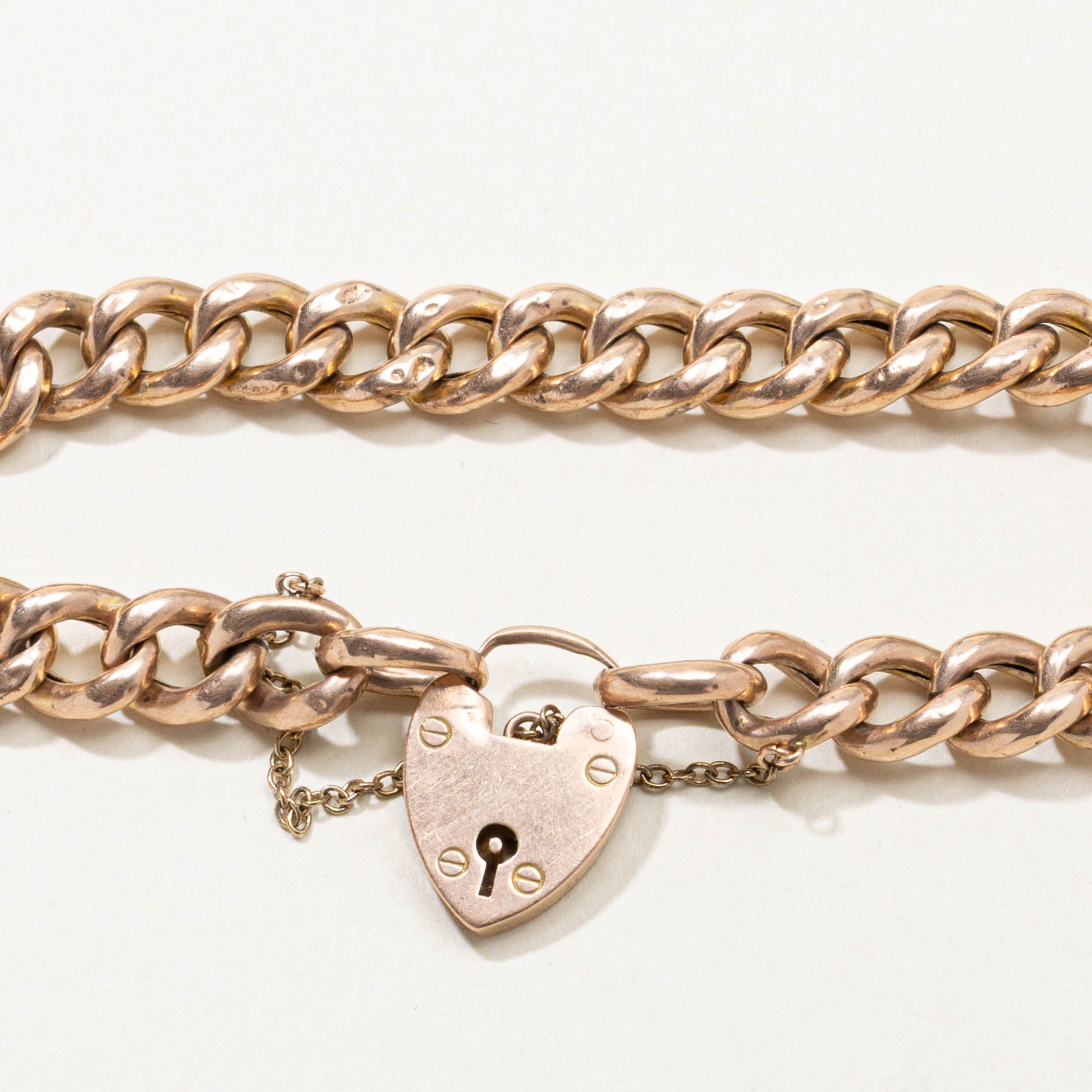 9k Heart Lock Cuban Link Bracelet