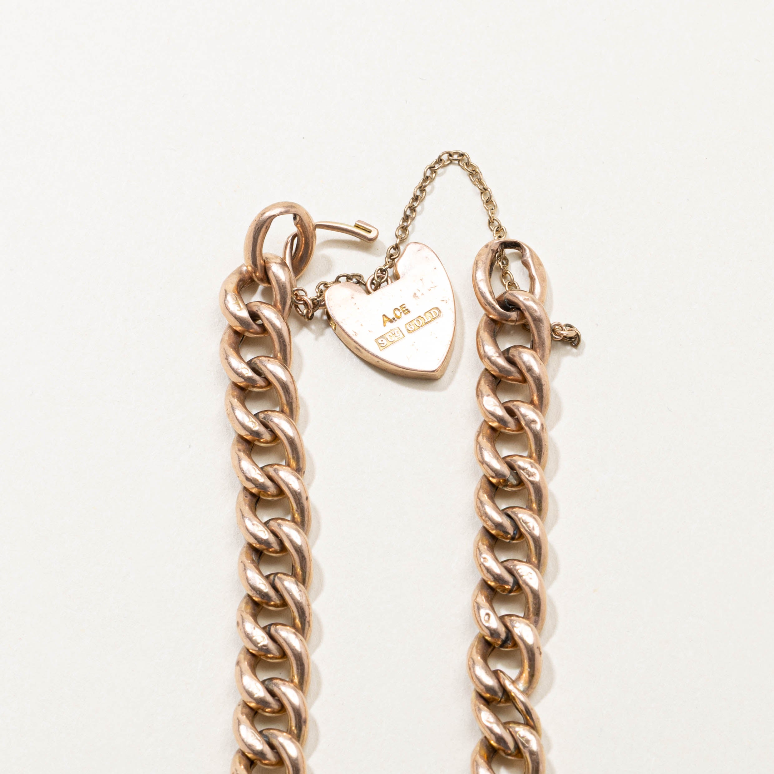 9k Heart Lock Cuban Link Bracelet