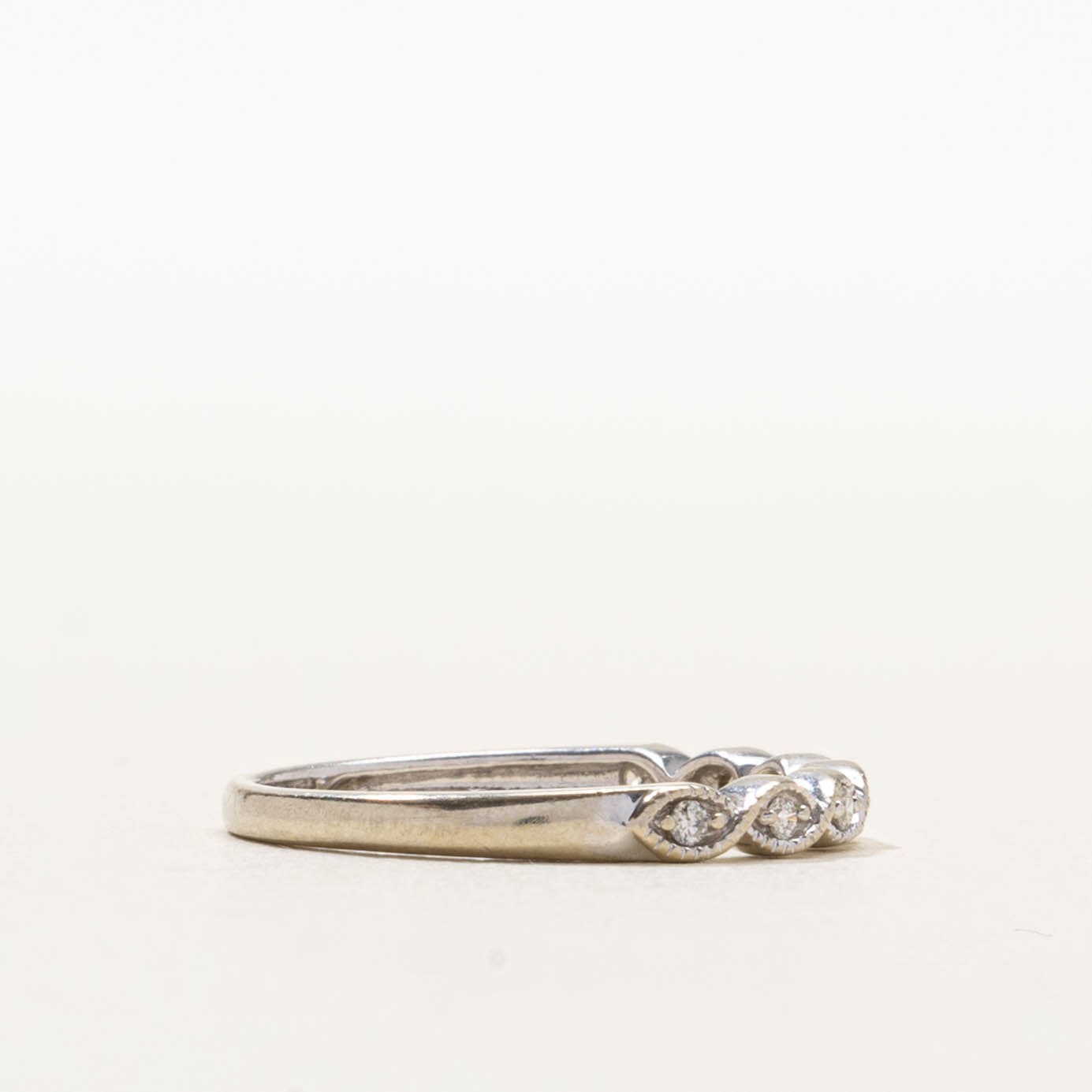 10k Semi Eternity Diamond Milgrained Marquise Band | SZ 5.25