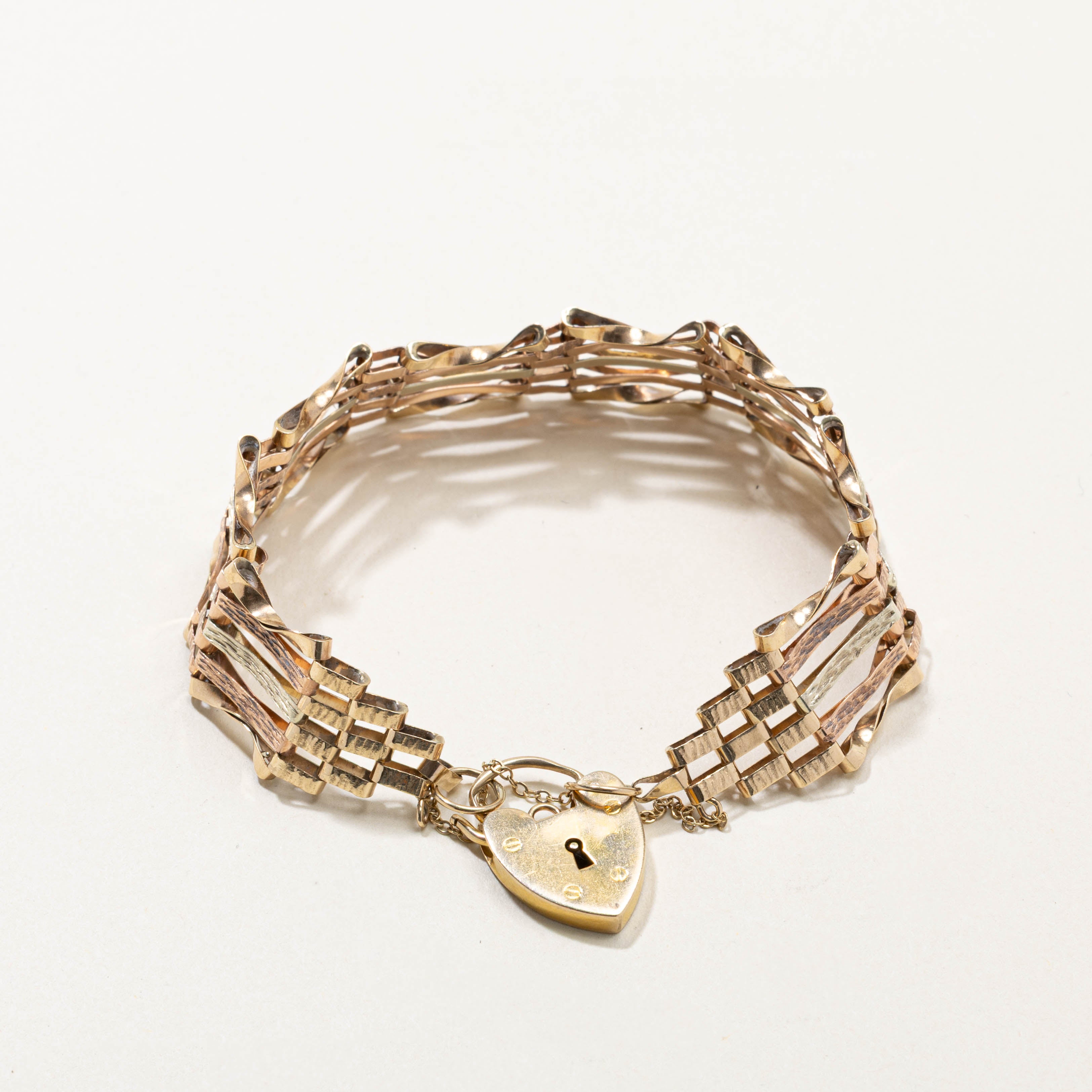 1970 London Tri Tone Heart Lock Bracelet