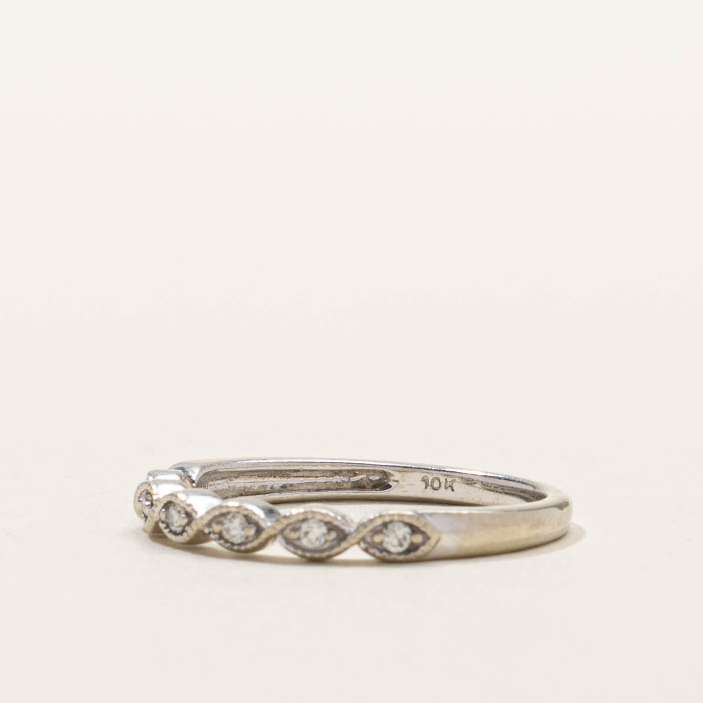 10k Semi Eternity Diamond Milgrained Marquise Band | SZ 5.25