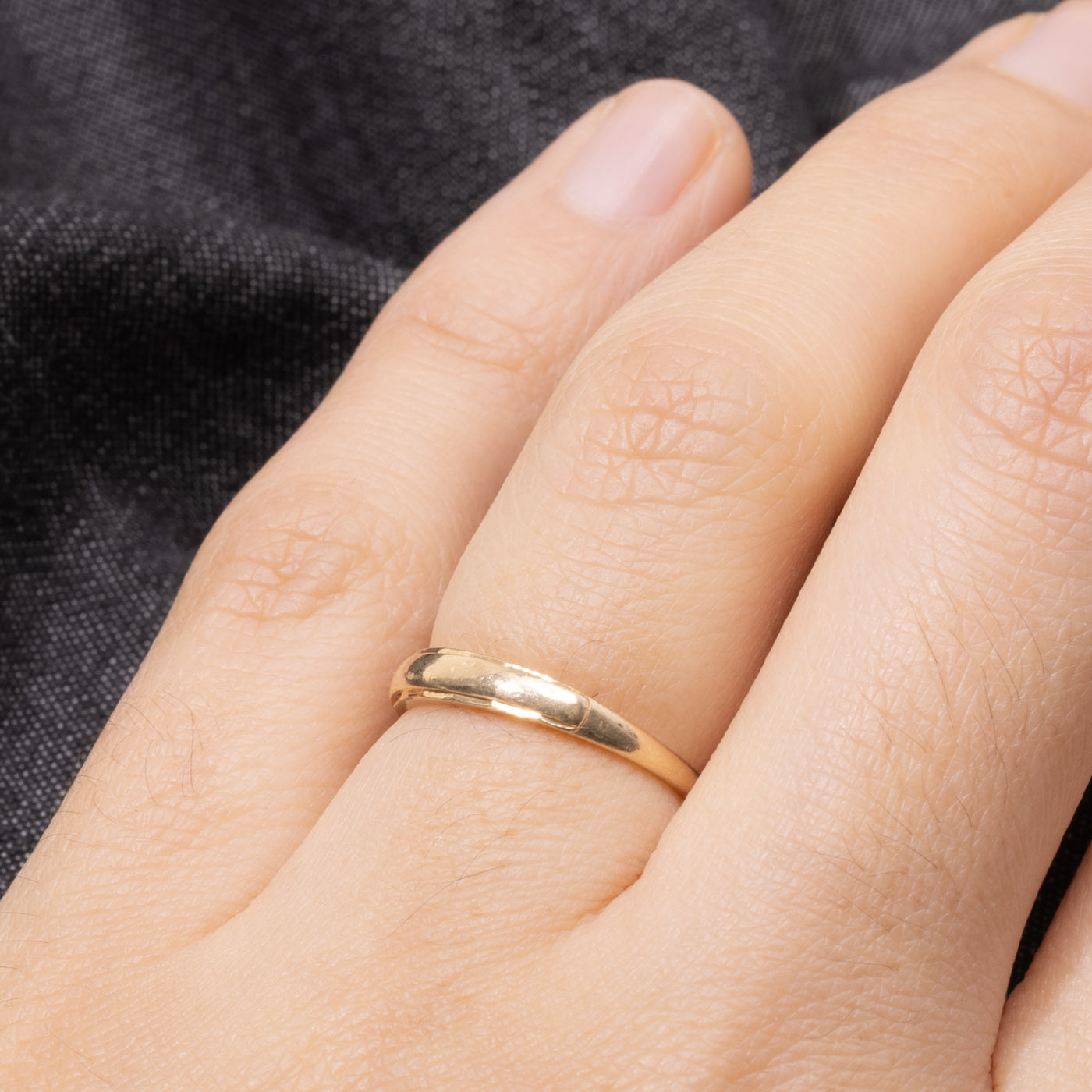 14k Grooved Edge Thin Band | SZ 4.25