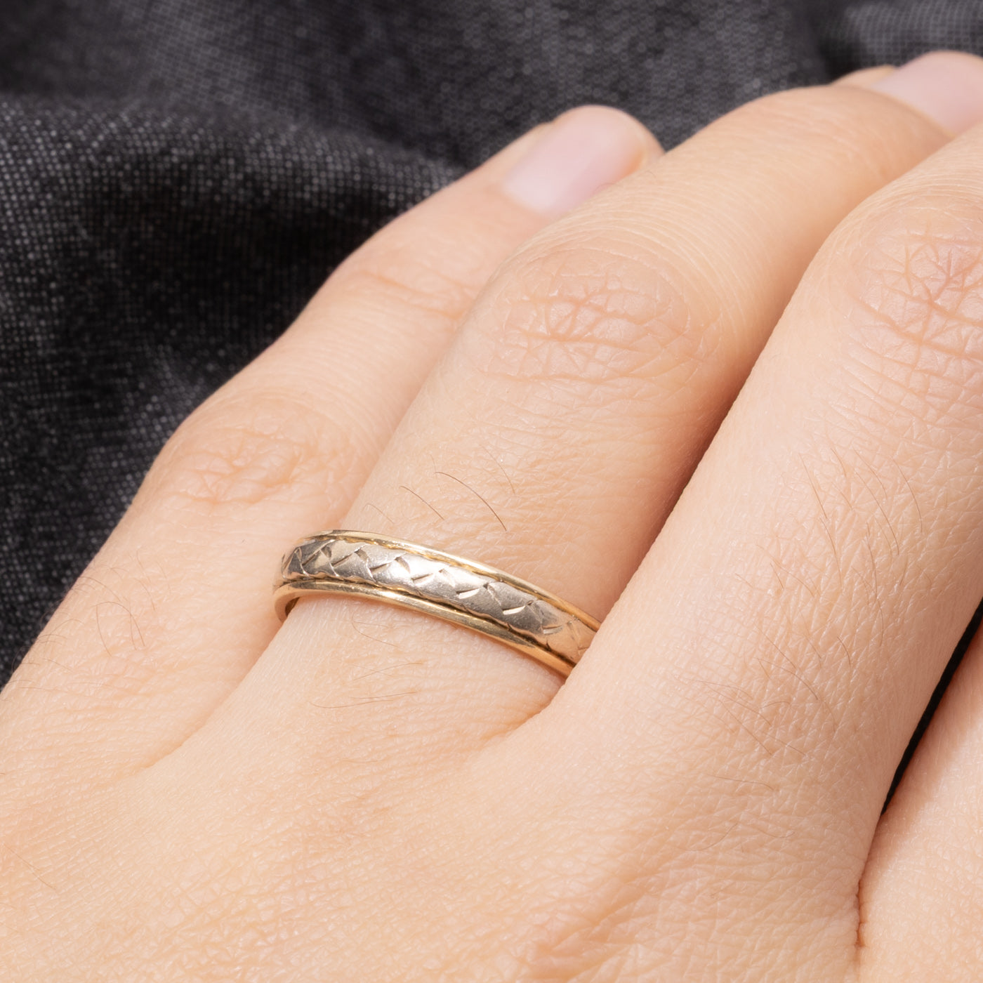 14k Two Tone Woven Design Band | 3.90mm | SZ 7