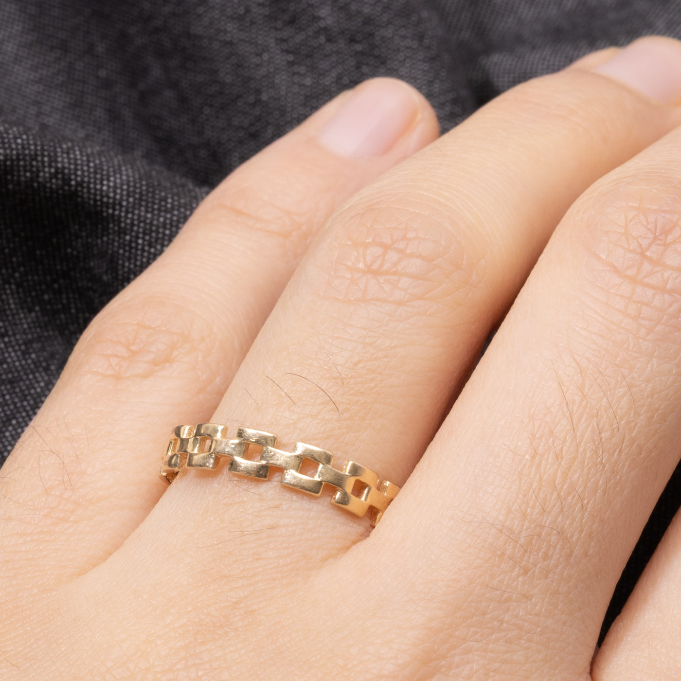14k Panther Link Chain Design Ring | SZ 8.5