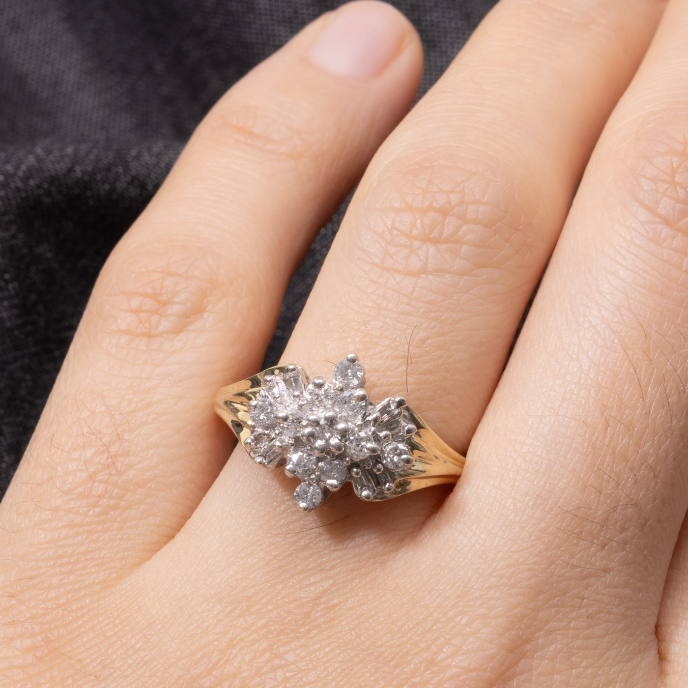 10k Diamond Multi Cluster Grooved Ring | 0.45ctw | SZ 8.5