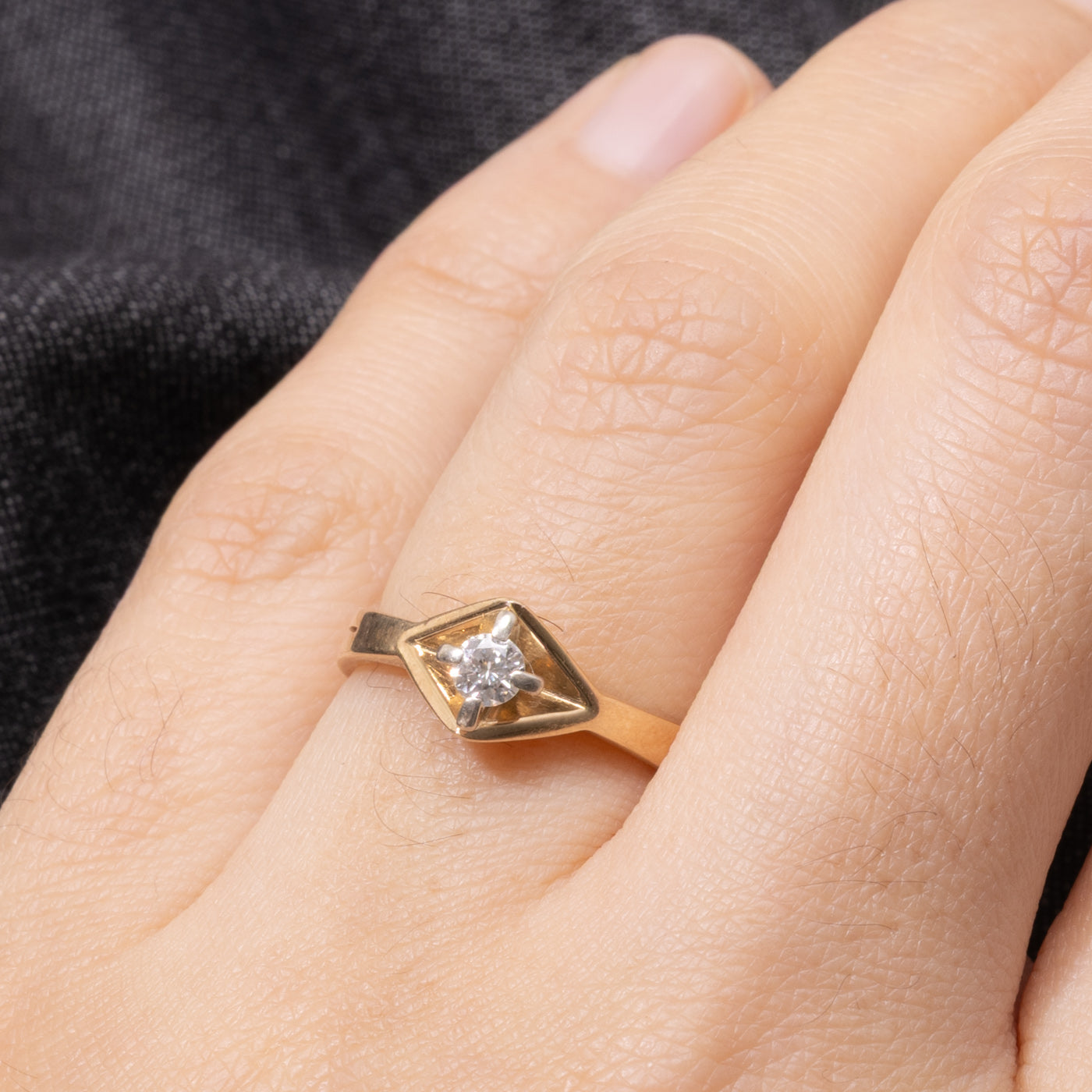 14k Diamond Rhombus Ring | 0.14ctw | SZ 5.25