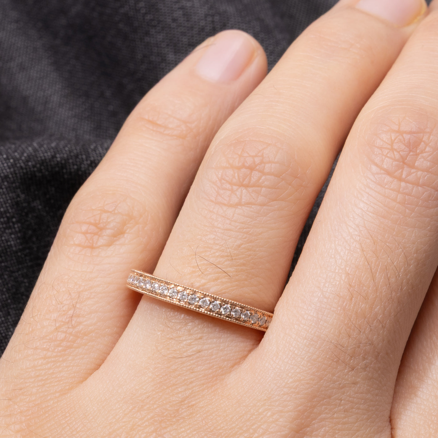 ‘Vera Wang’ 14k Semi Eternity Diamond Milgrain Band | 0.11ctw | 2.85mm | SZ 6.5