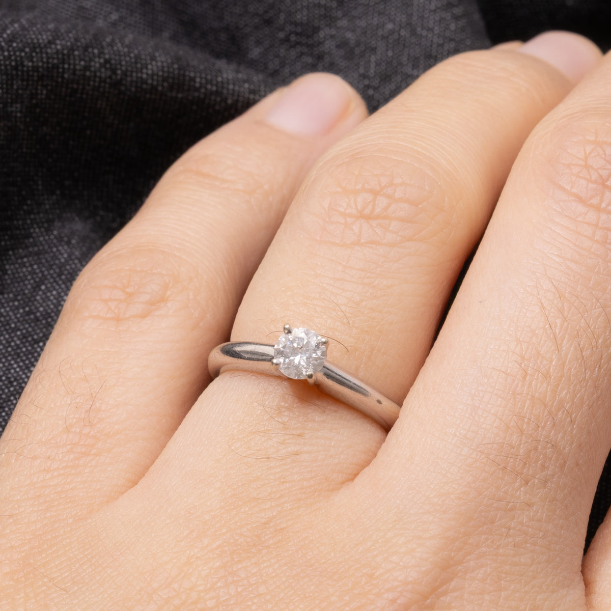14k Solitaire Round Brilliant Diamond Ring | 0.32ct I2 F/G | SZ 4.5