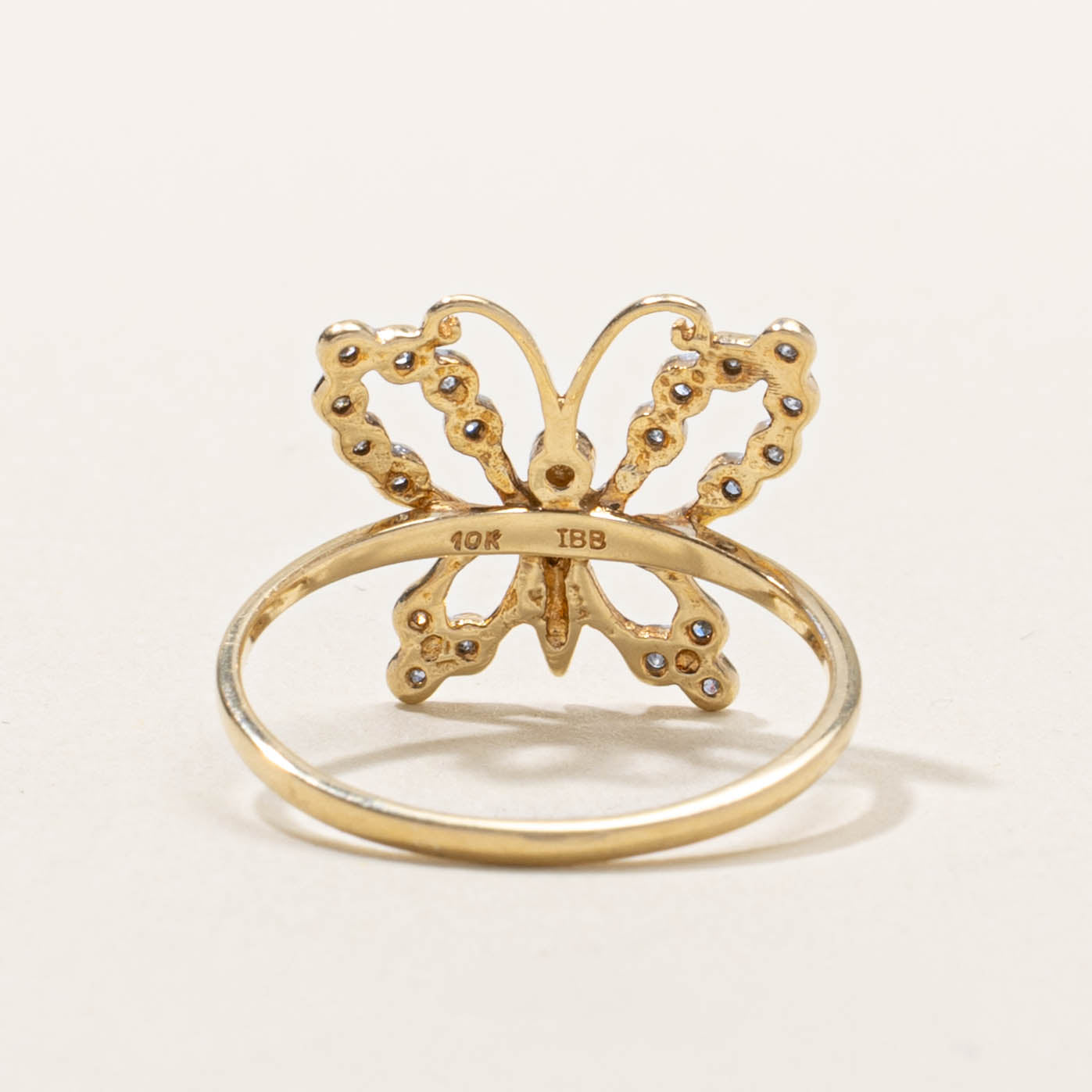 10k Diamond Butterfly Openwork Cocktail Ring | SZ 7