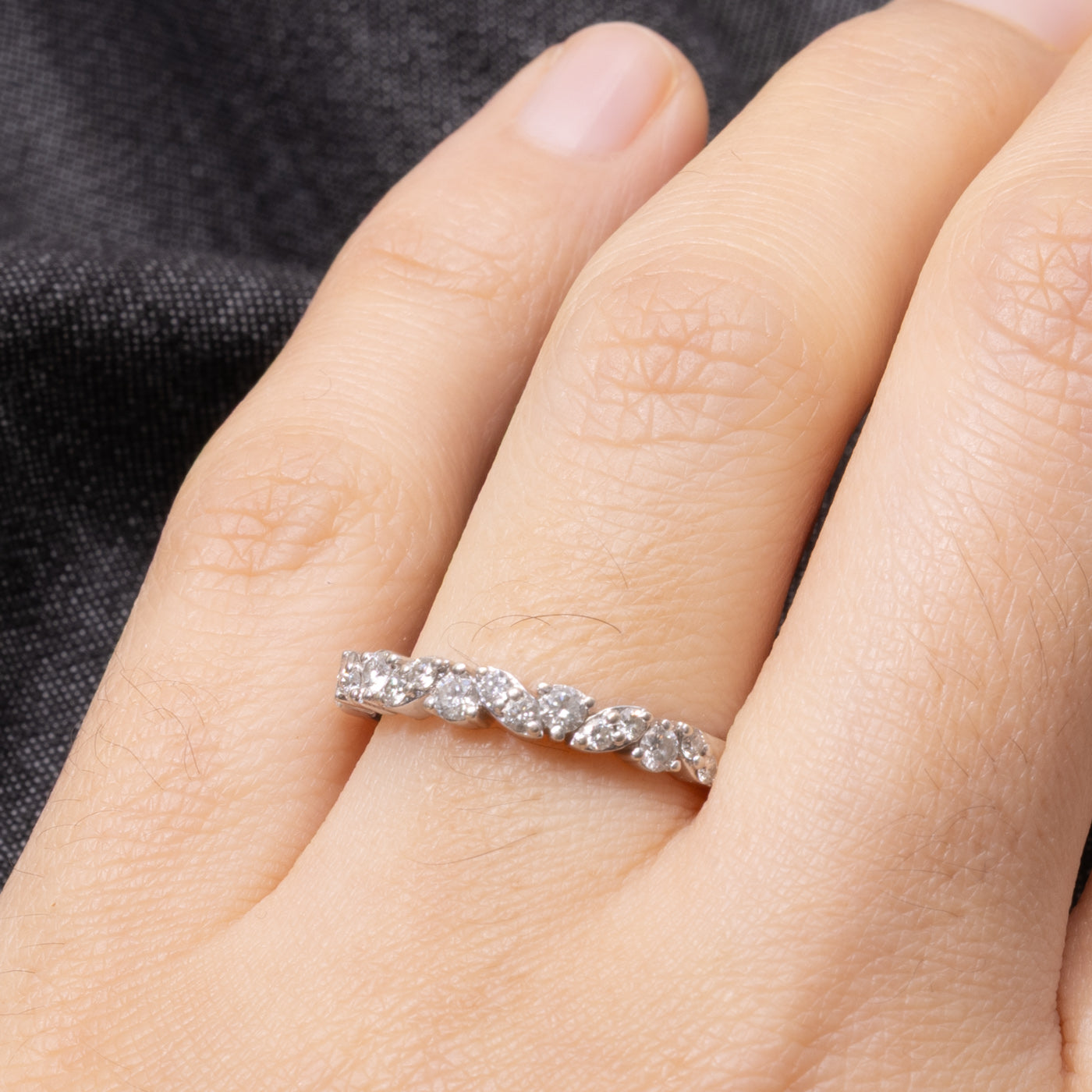 14k Semi Eternity Diamond Marquise Pattern Band | 0.27ctw | SZ 7