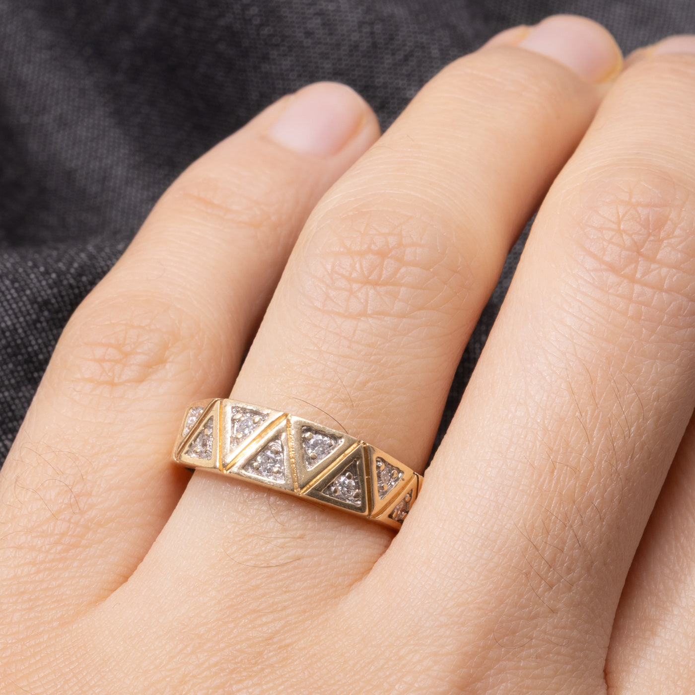 14k Diamond Geometric Band | 0.14ctw | SZ 7.75