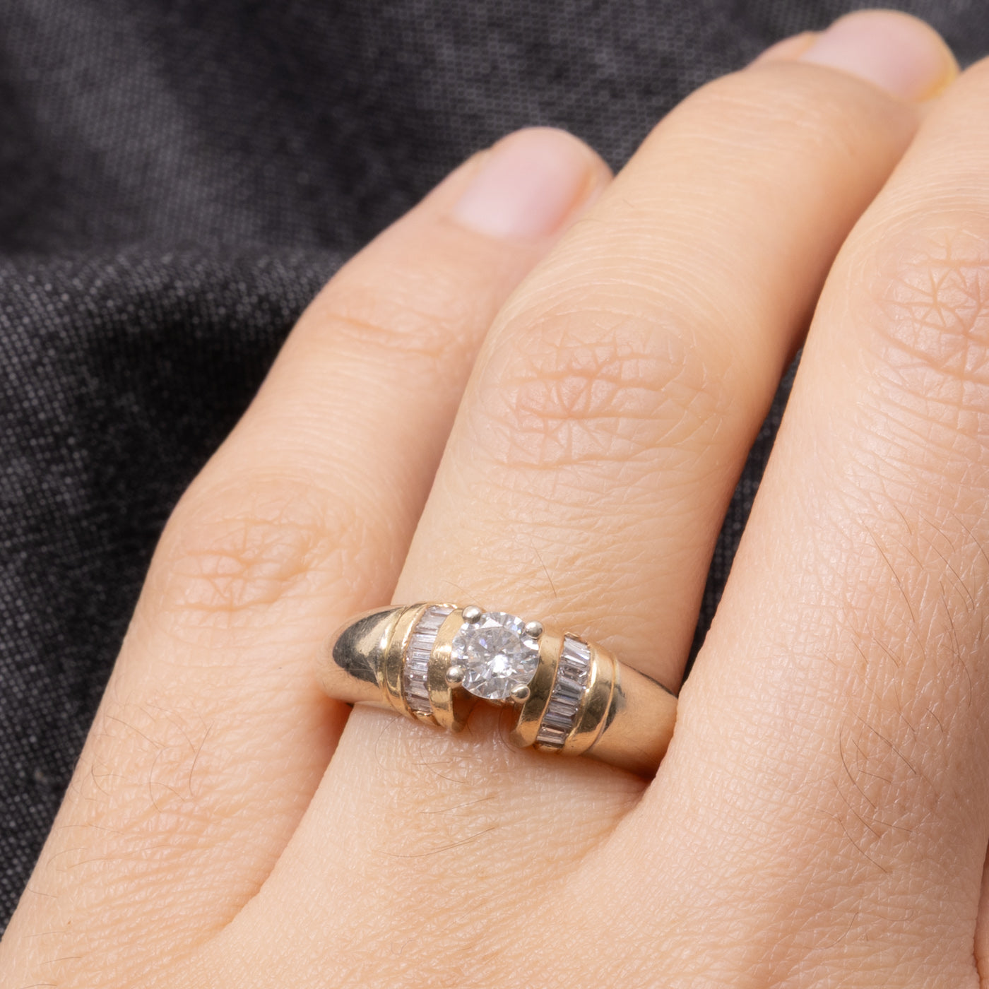 14k Diamond Baguette Cut Accented Ring | 0.44ctw | SZ 6.75