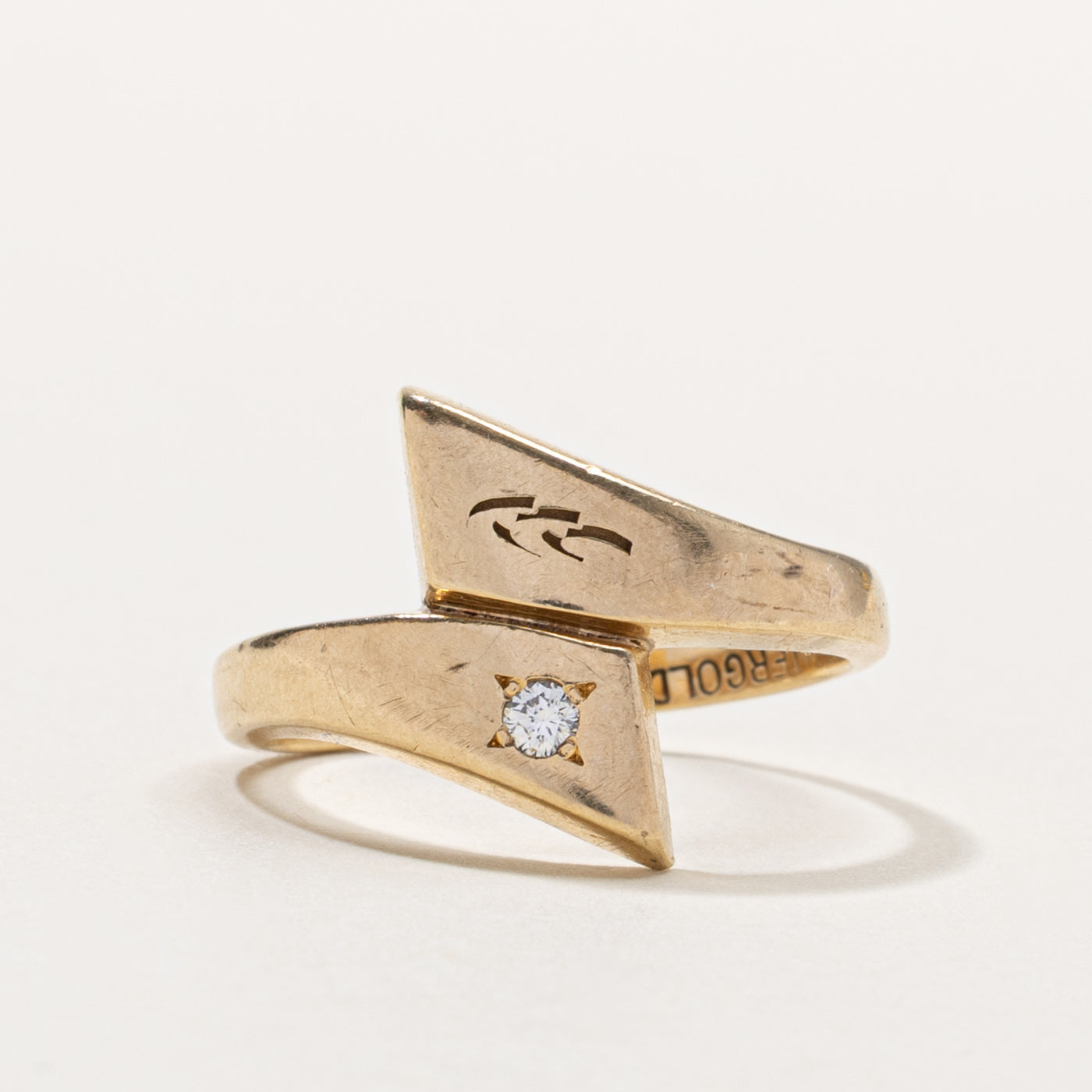 10k Star Set Diamond Geometric Bypass Ring | 0.05ctw | SZ 7.75