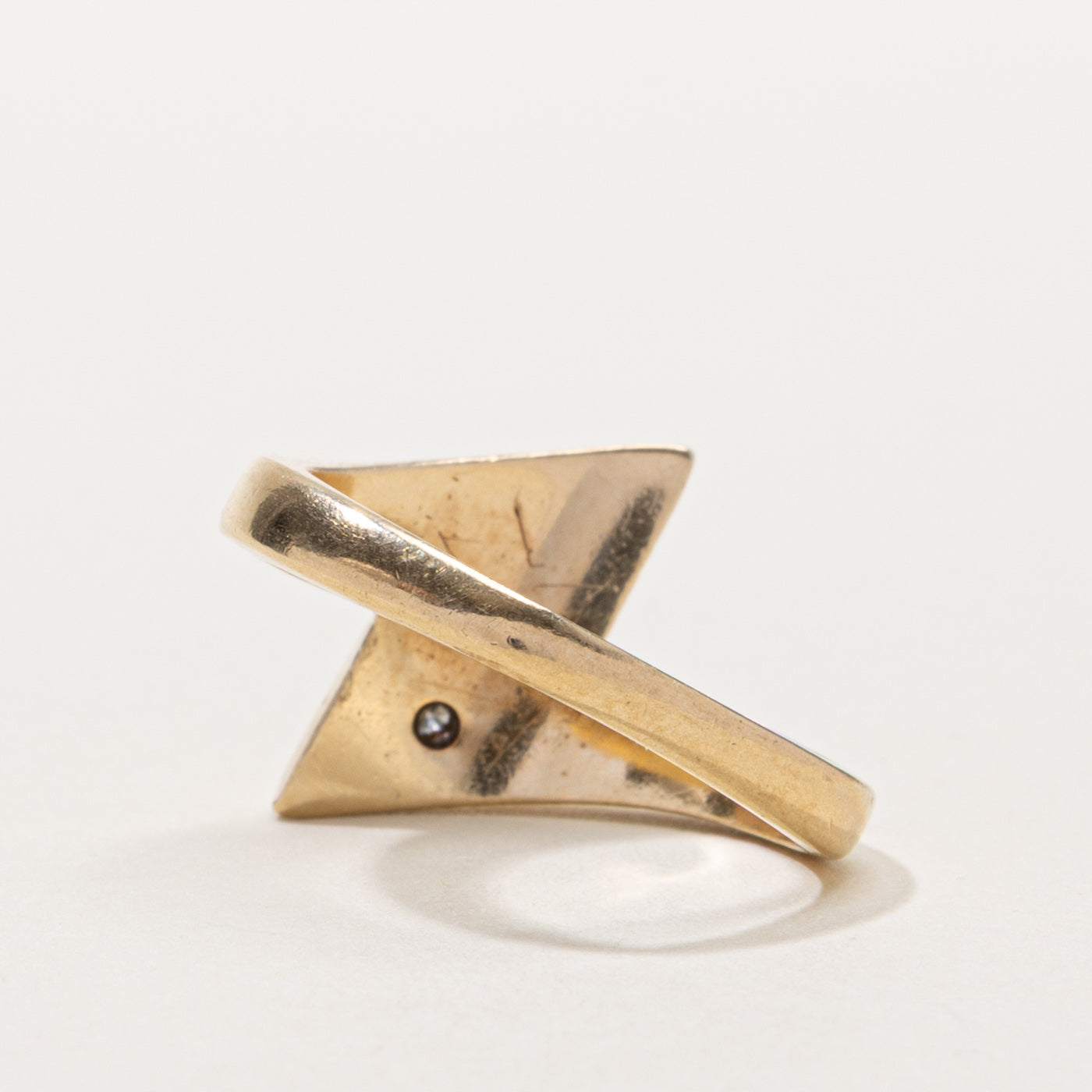 10k Star Set Diamond Geometric Bypass Ring | 0.05ctw | SZ 7.75