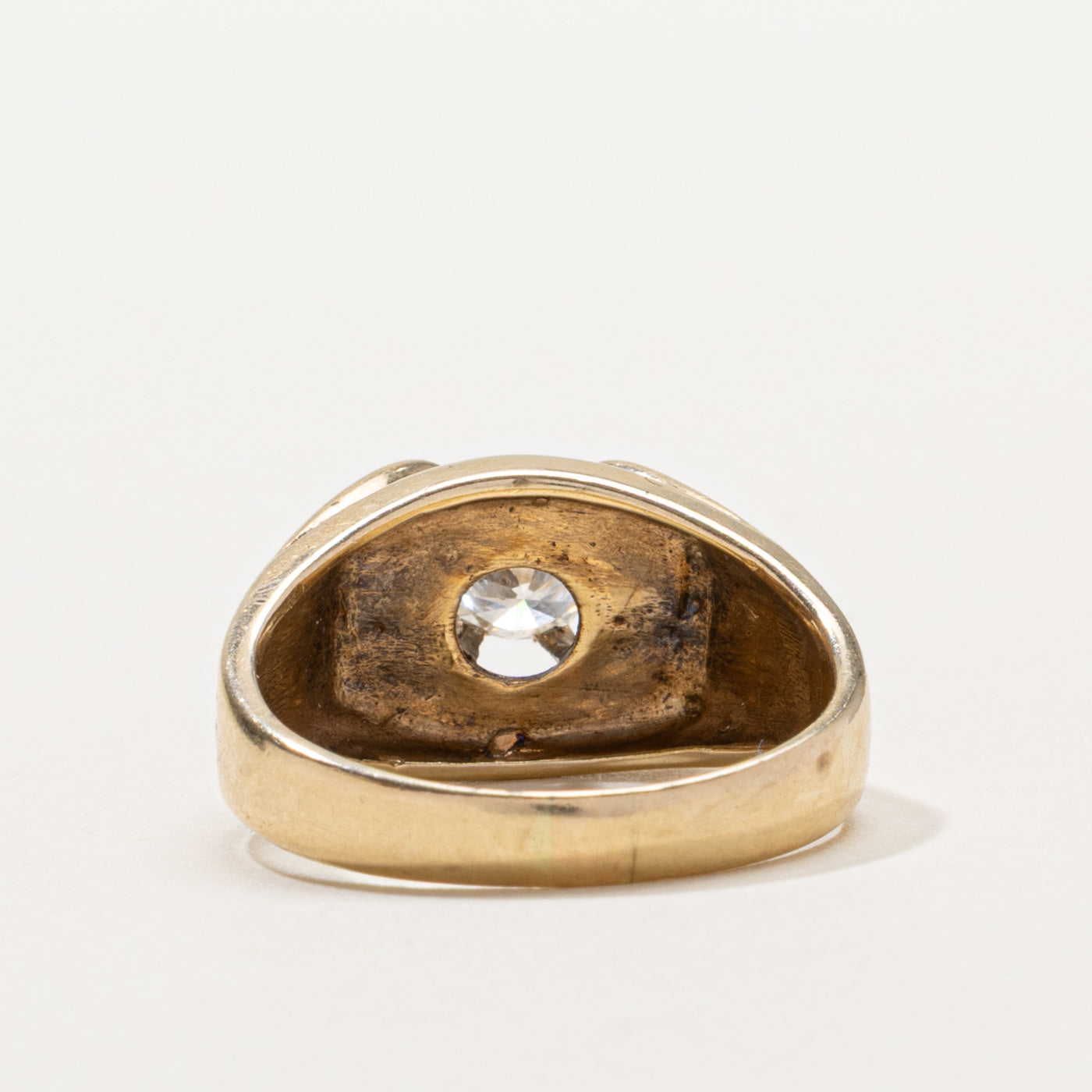 10k Belcher Set Diamond Grooved Ring | 0.40ct | SZ 6.5