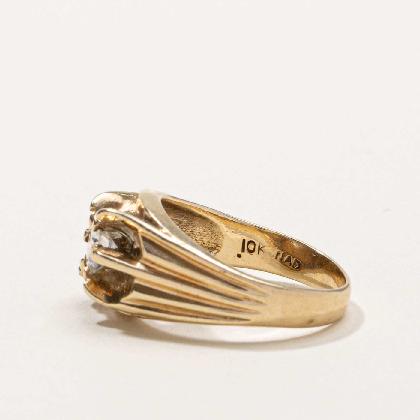 10k Belcher Set Diamond Grooved Ring | 0.40ct | SZ 6.5