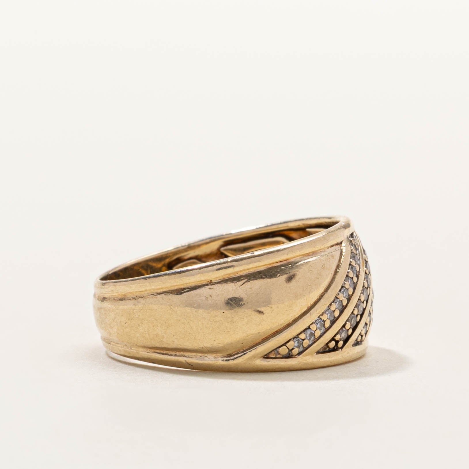 10k Multi Row Diagonal Diamond Dome Ring | SZ 8.75