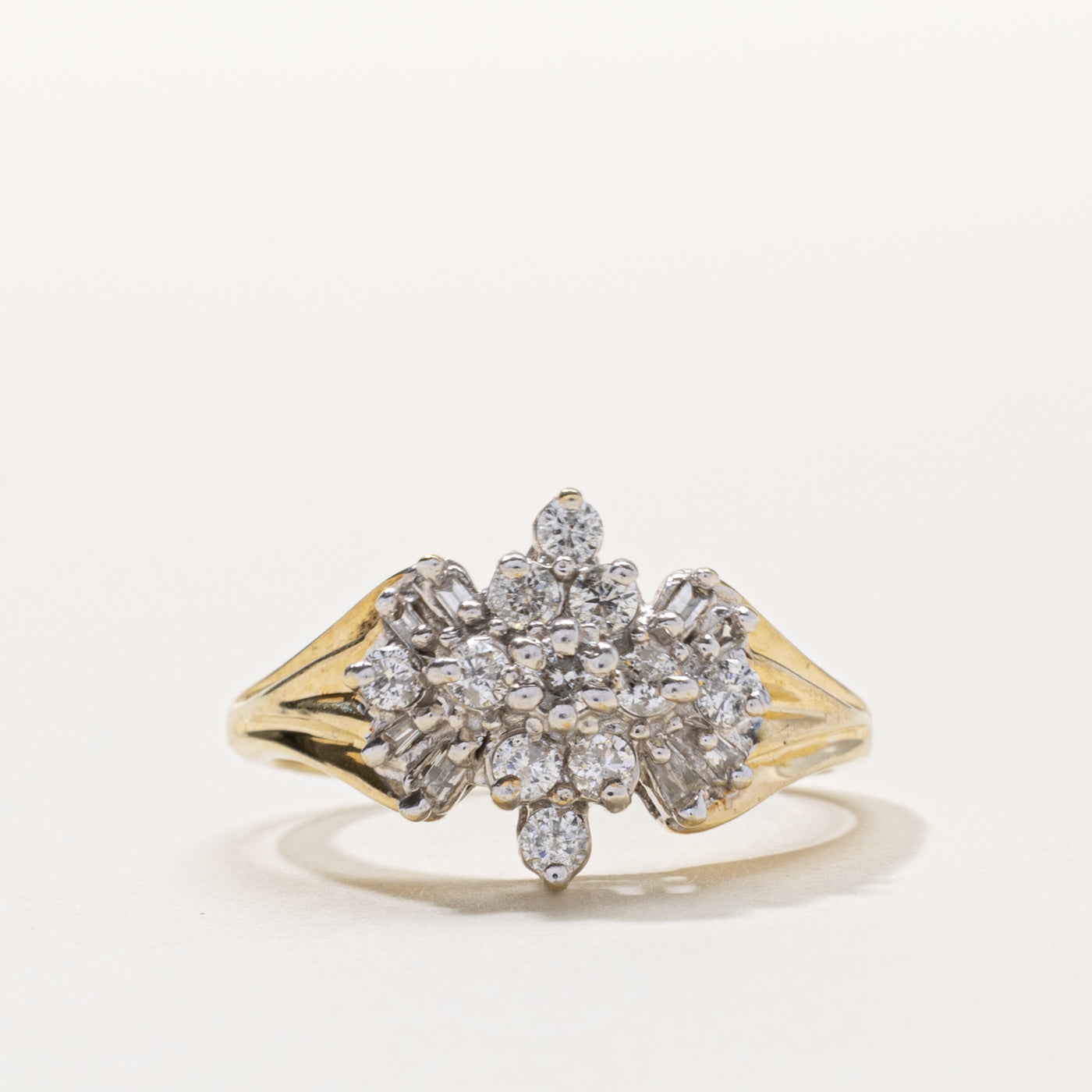 10k Diamond Multi Cluster Grooved Ring | 0.45ctw | SZ 8.5