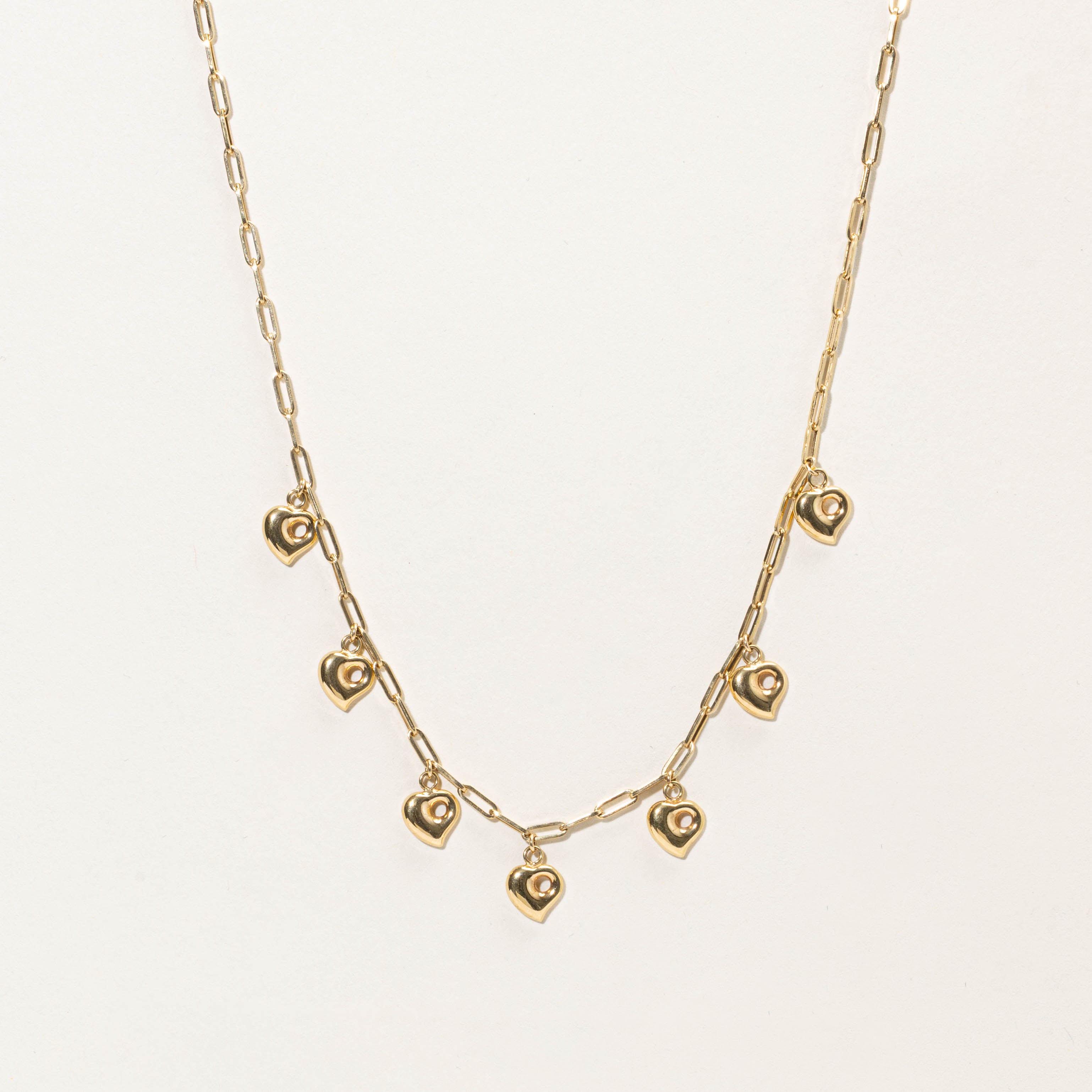 18k Heart Charm Paperclip Necklace | 15.5"