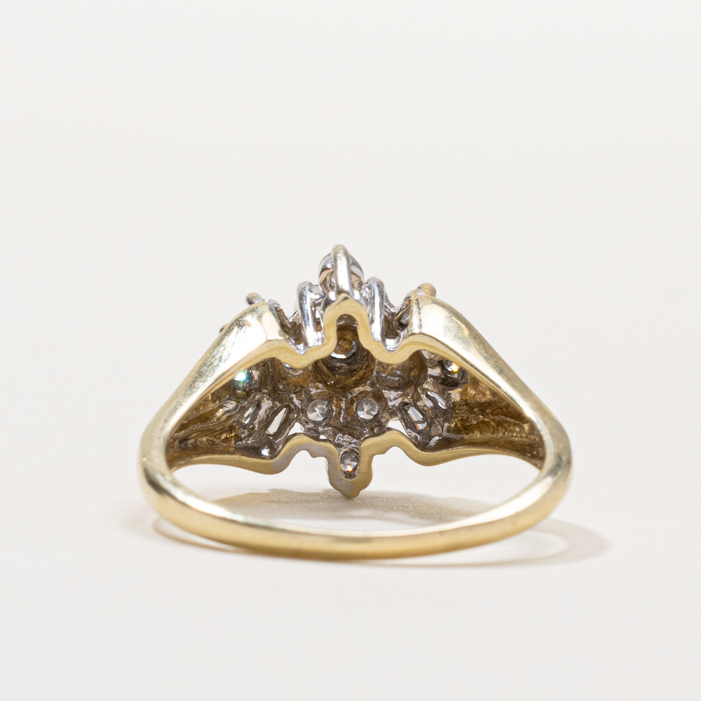 10k Diamond Multi Cluster Grooved Ring | 0.45ctw | SZ 8.5