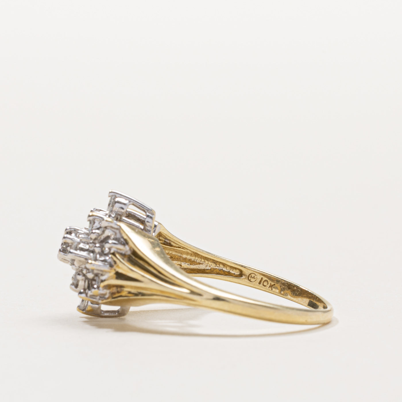 10k Diamond Multi Cluster Grooved Ring | 0.45ctw | SZ 8.5