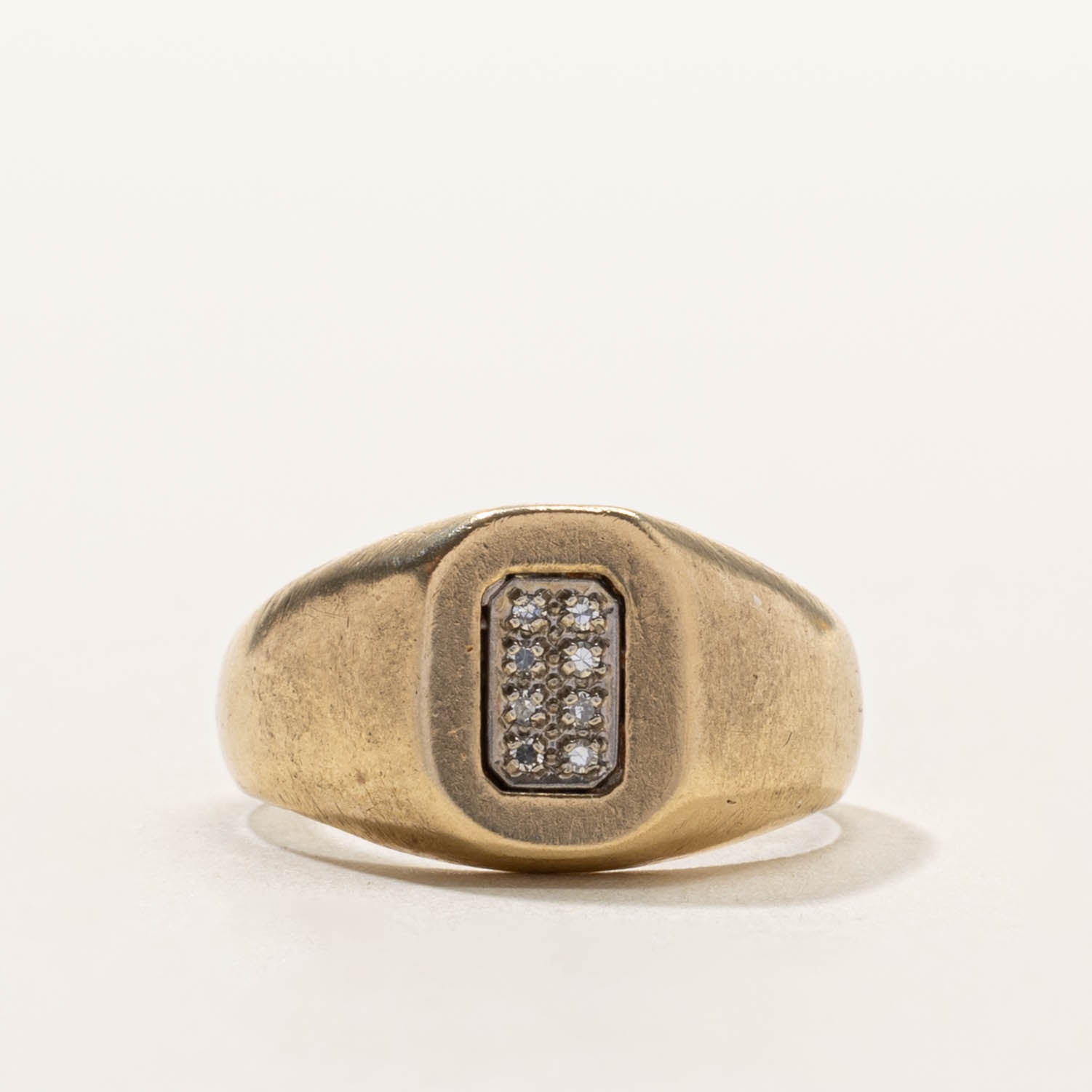 10k Diamond Grid Chunky Signet Ring | SZ 7.25