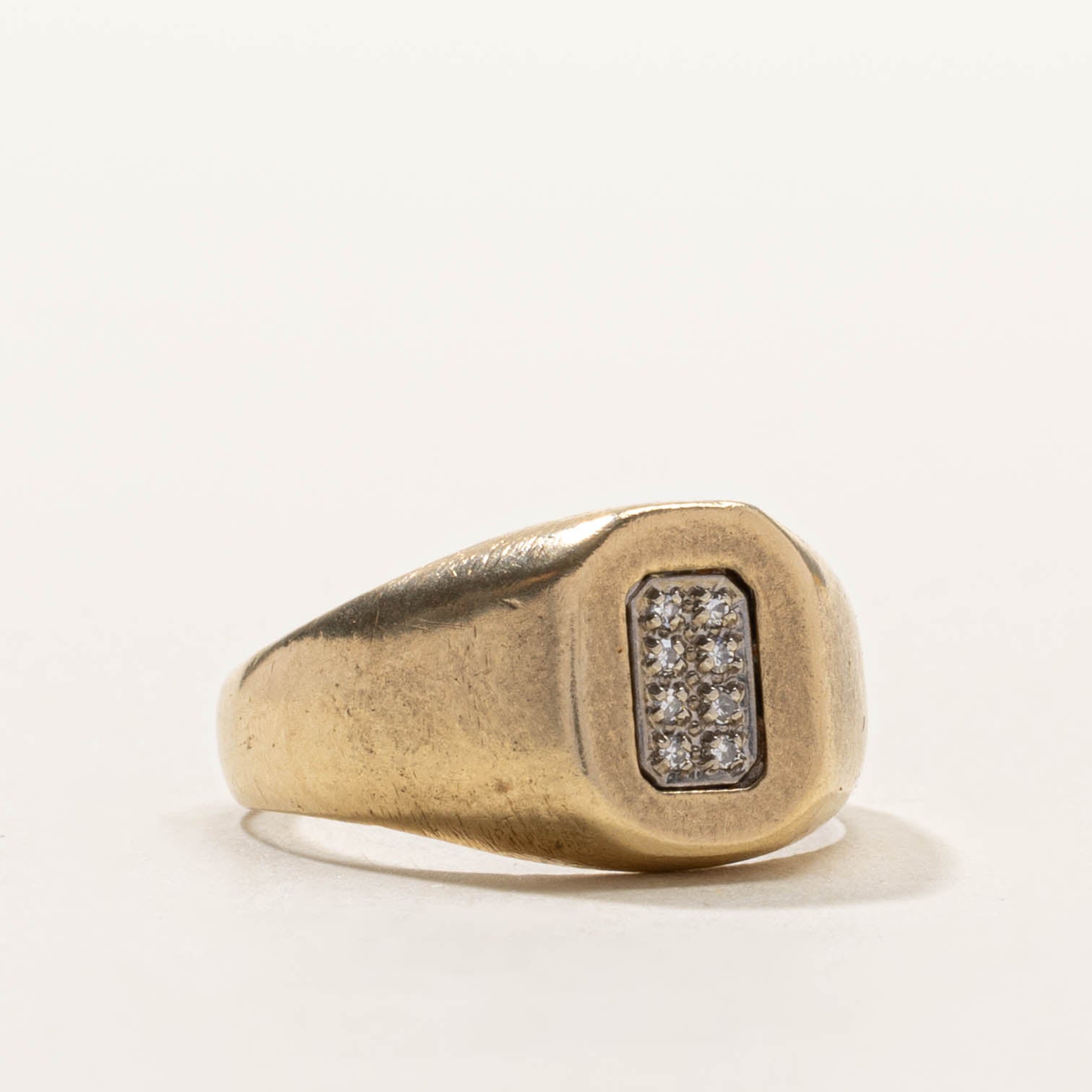 10k Diamond Grid Chunky Signet Ring | SZ 7.25